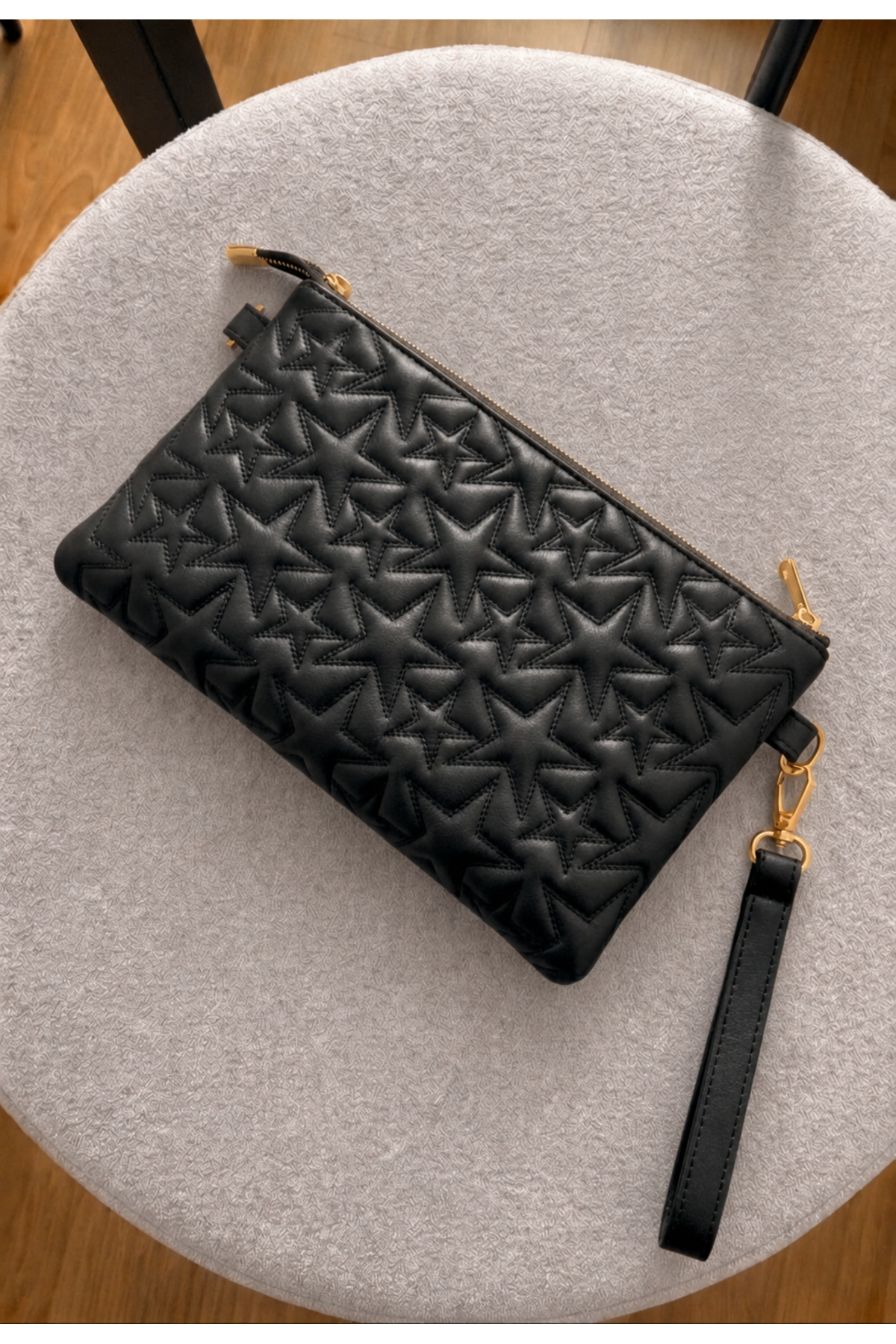 METEBAGS Siyah Yıldız desenli El & Portföy çantası