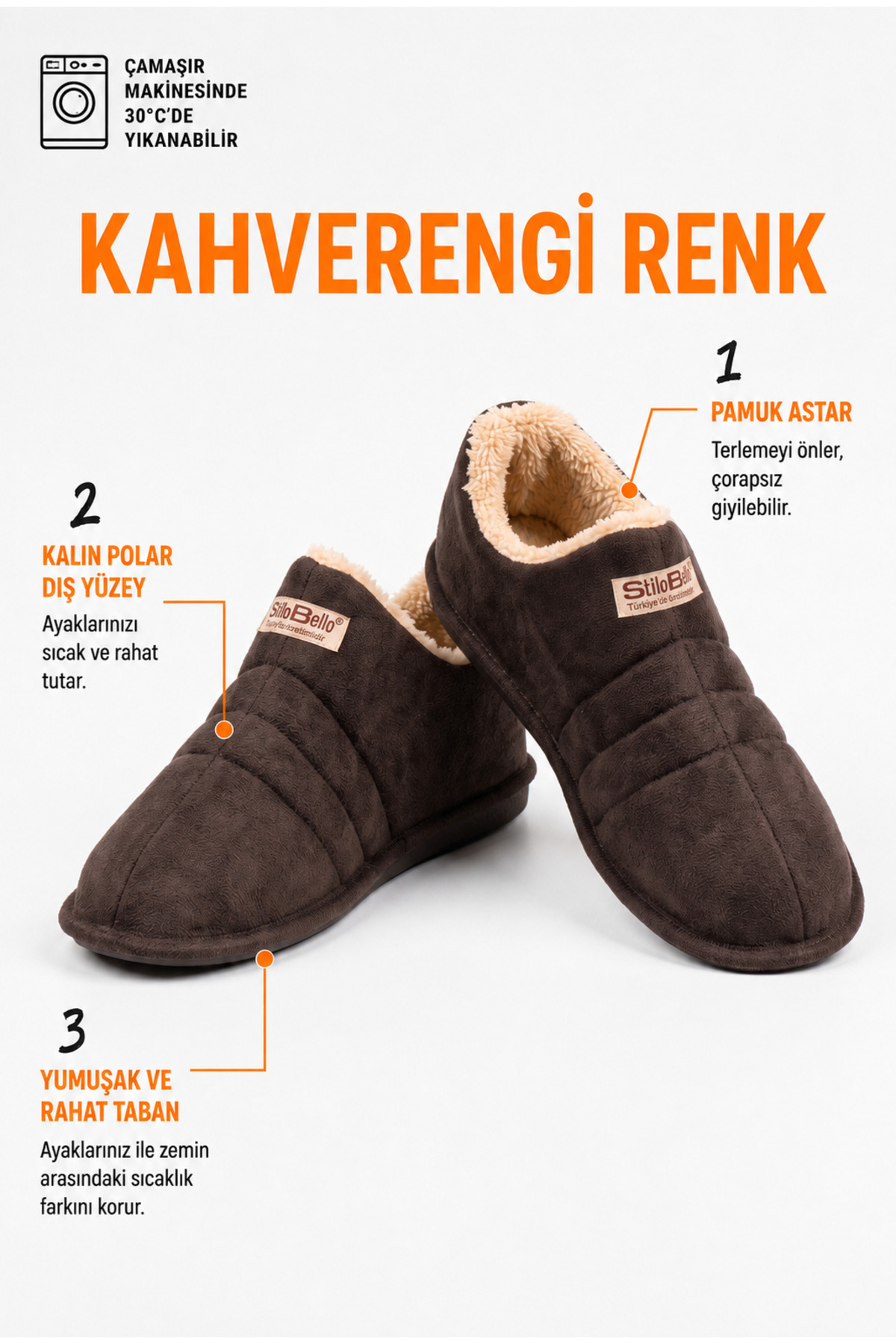 StWenn Unisex Şık Kışlık Ev Terliği İçi Peluş Sıcak Tutan Kapalı Panduf Yumuşak Tabanlı Hafif Rahat Ev Botu görsel 2