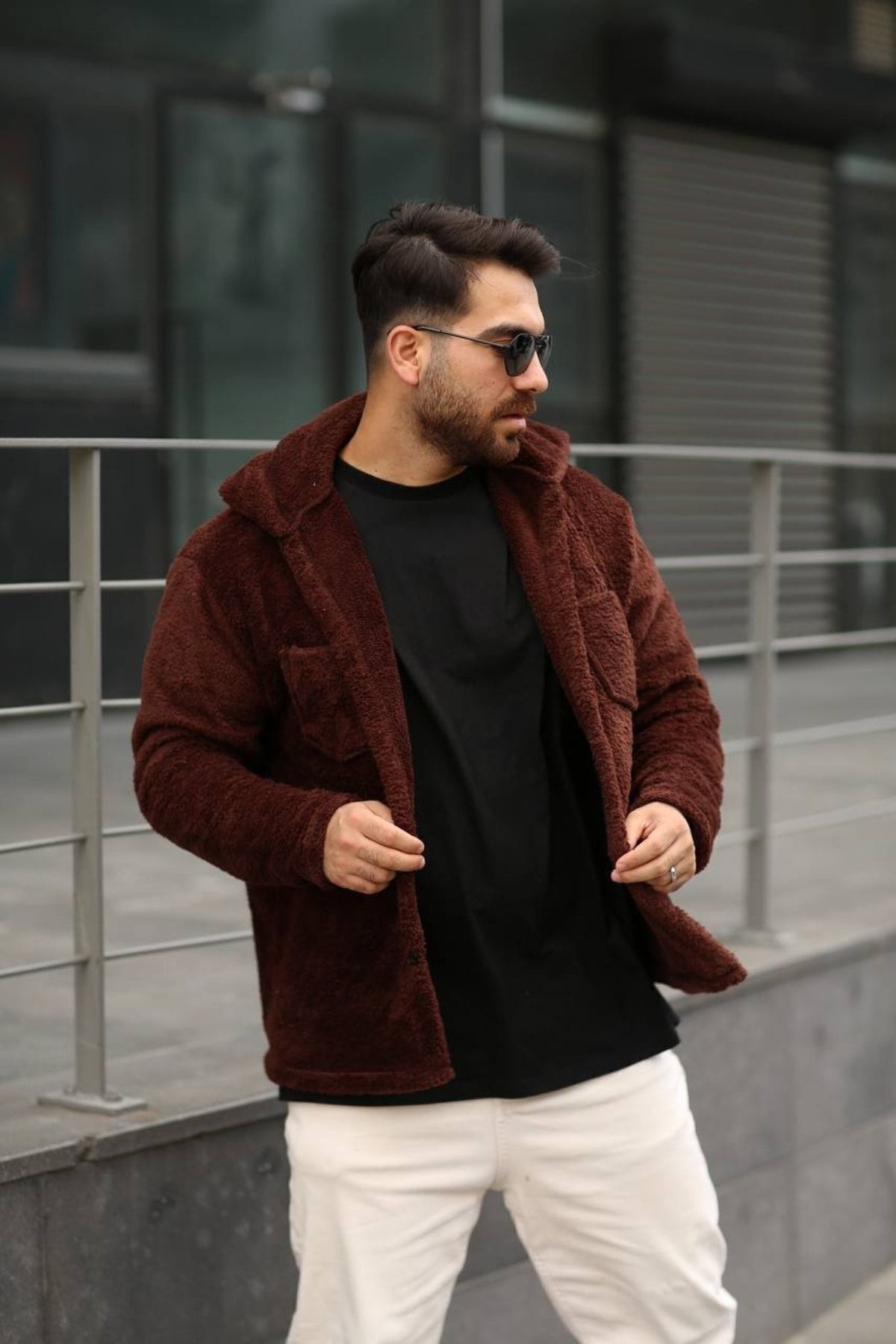 ژاکت پشمی مخملی قهوه تیره یونیسکس — قهوه‌ای W-allOTK-HRK — تصویر 7 از 7