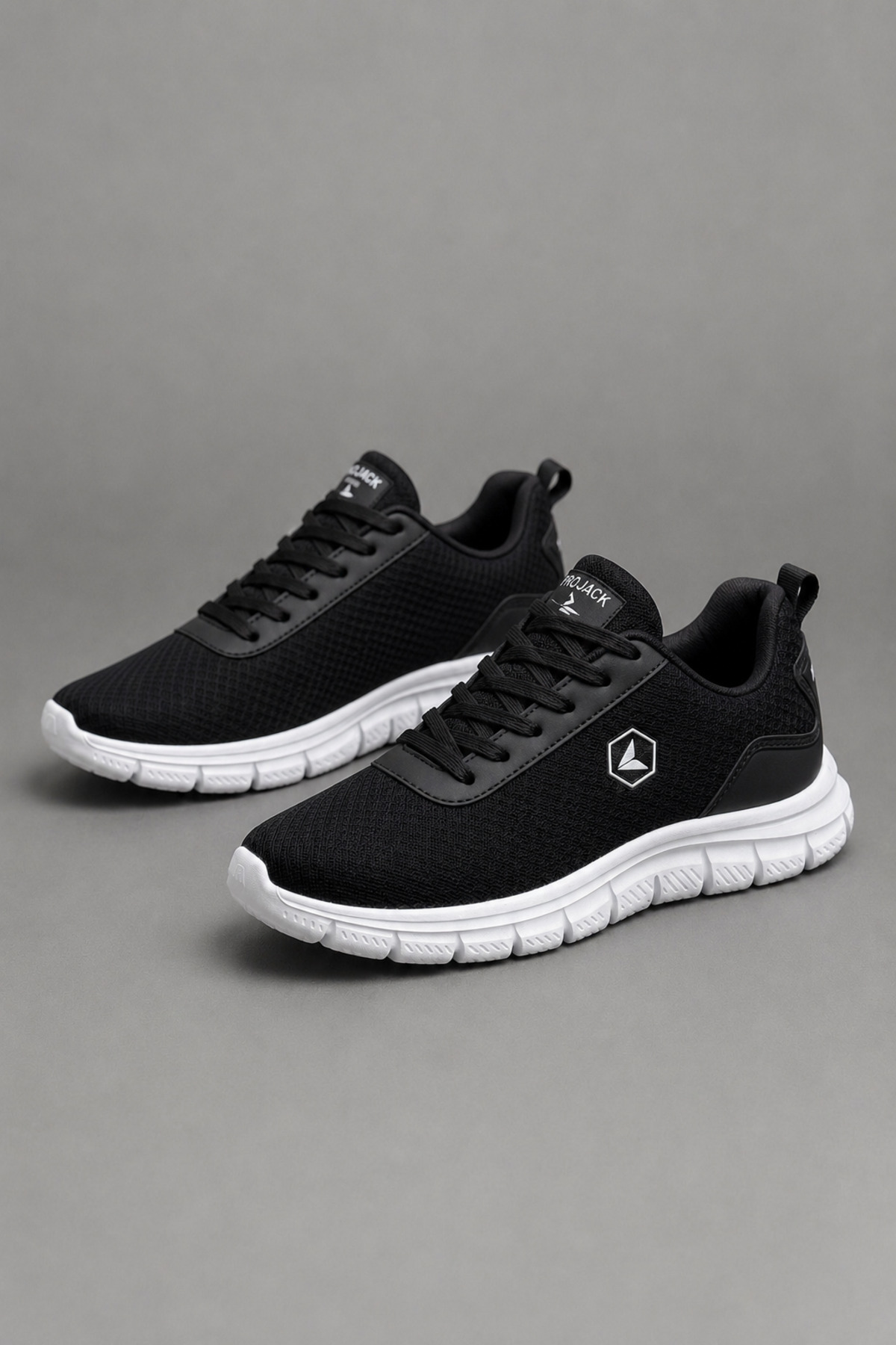 PRO JACK Siyah Beyaz Bağcıklı Unisex Günlük Hafif Yürüyüş Spor Ayakkabısı - PJ44