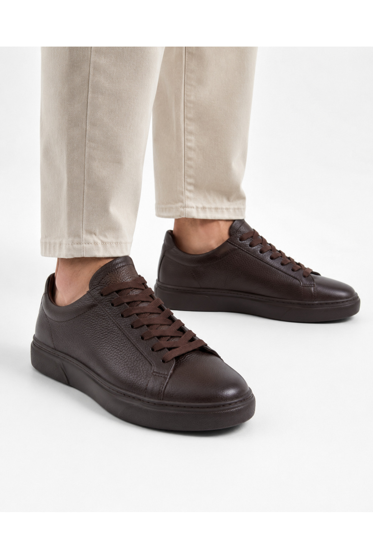 FOOTCAP Erkek Koyu Kahverengi Hakiki Deri Spor Casual Günlük Ayakkabı, Rahat ve Şık Tasarım görsel 3