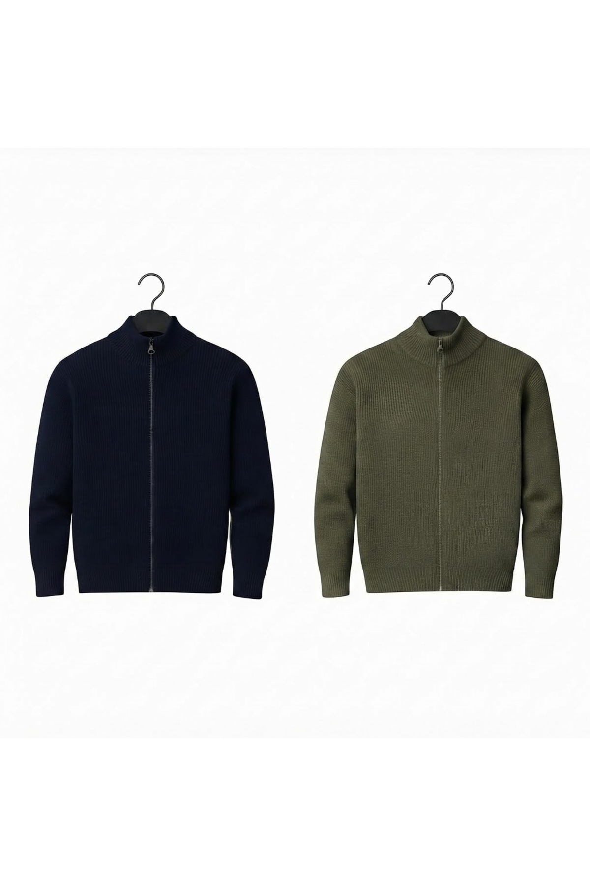 zs zaos fashion 2li avantajlı set erkek dik yaka basic hırka triko kazak kalın kışlık rahat % 100 pamuk regular kalıp
