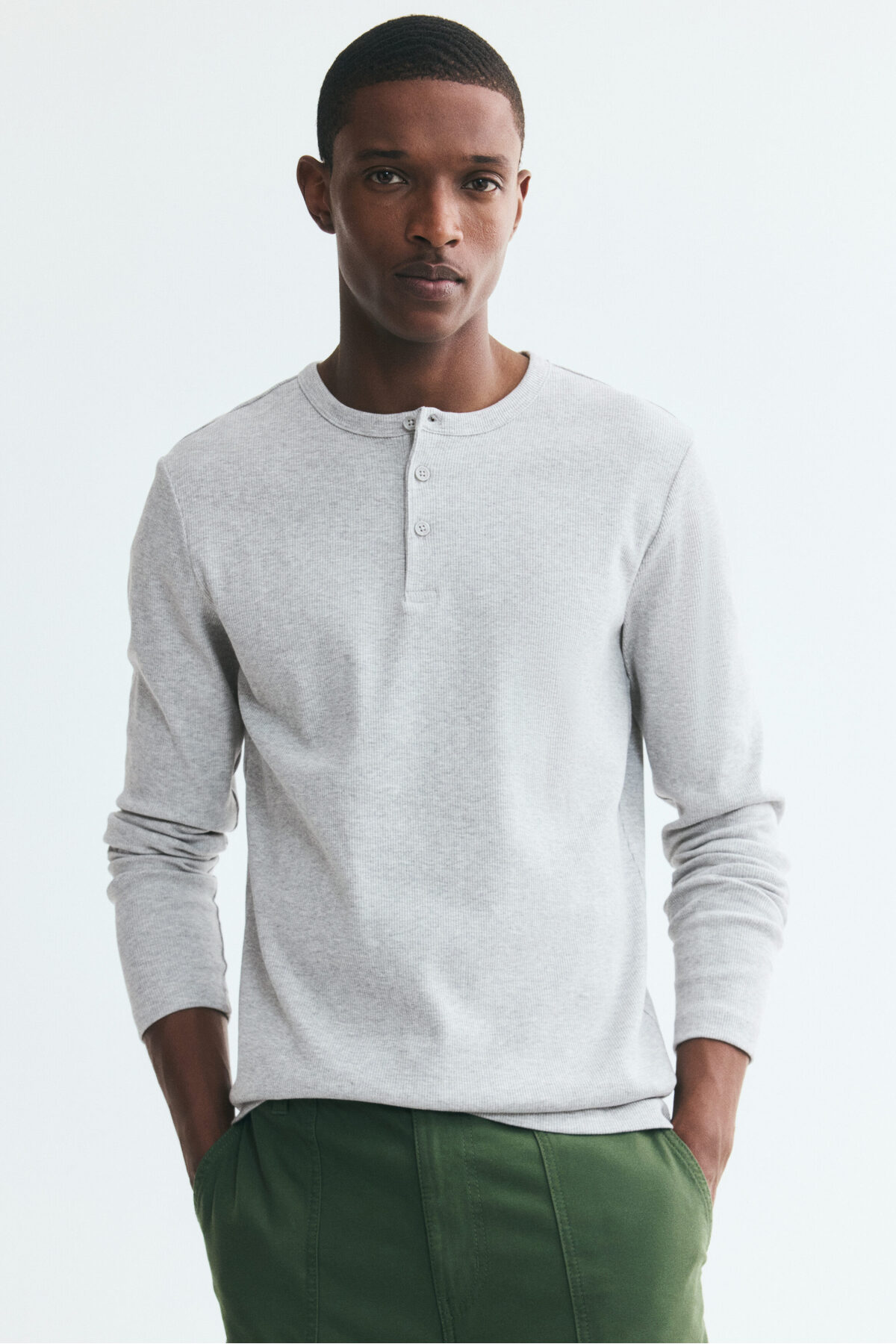 تاپ هنلی طرح اسلیم فیت نخی و آجدار اچ اند ام بالاتنه پیژامه H&M