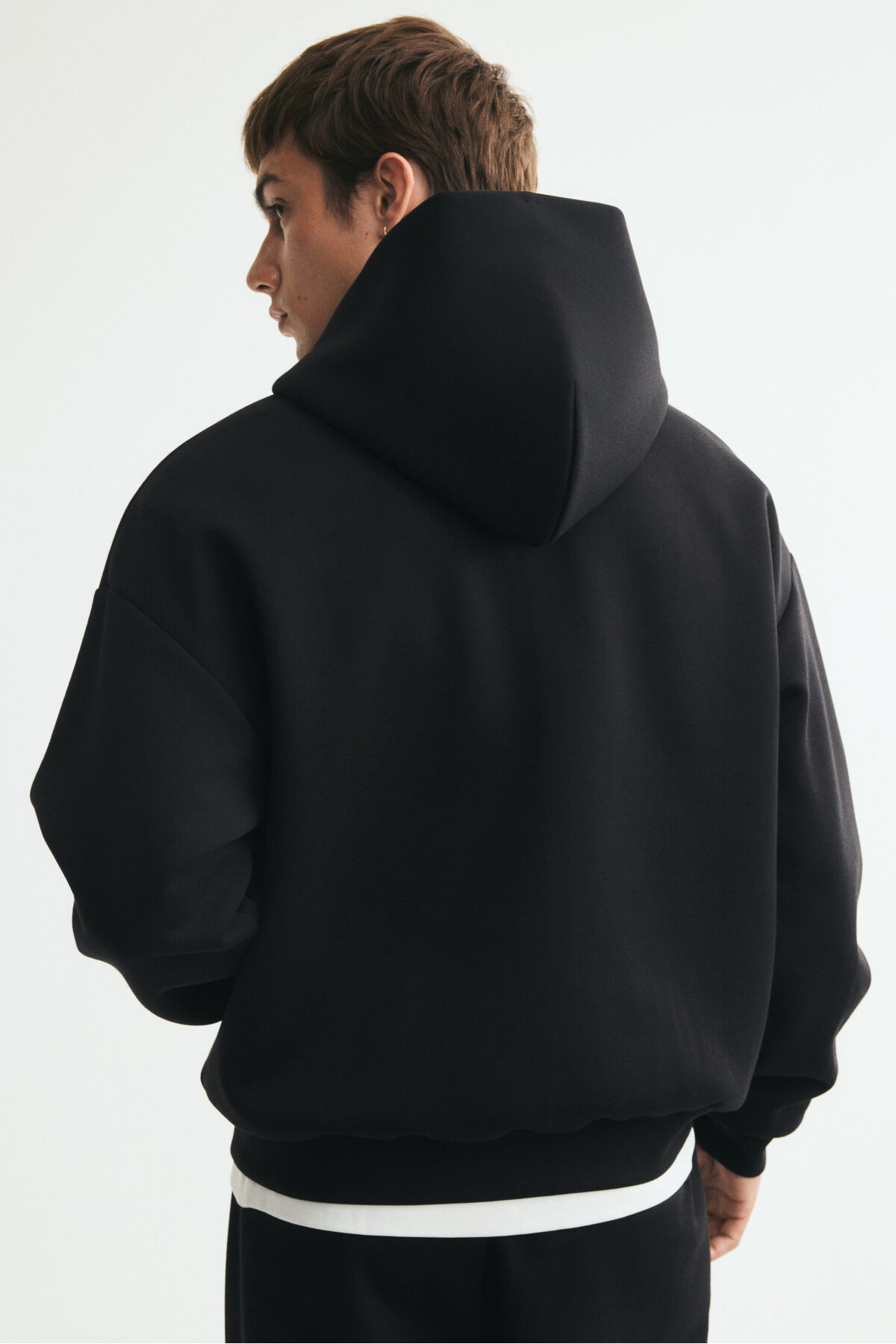 H&M Kapüşonlu ve Fermuarlı İnterlok Üst Oversized Fit görsel 5