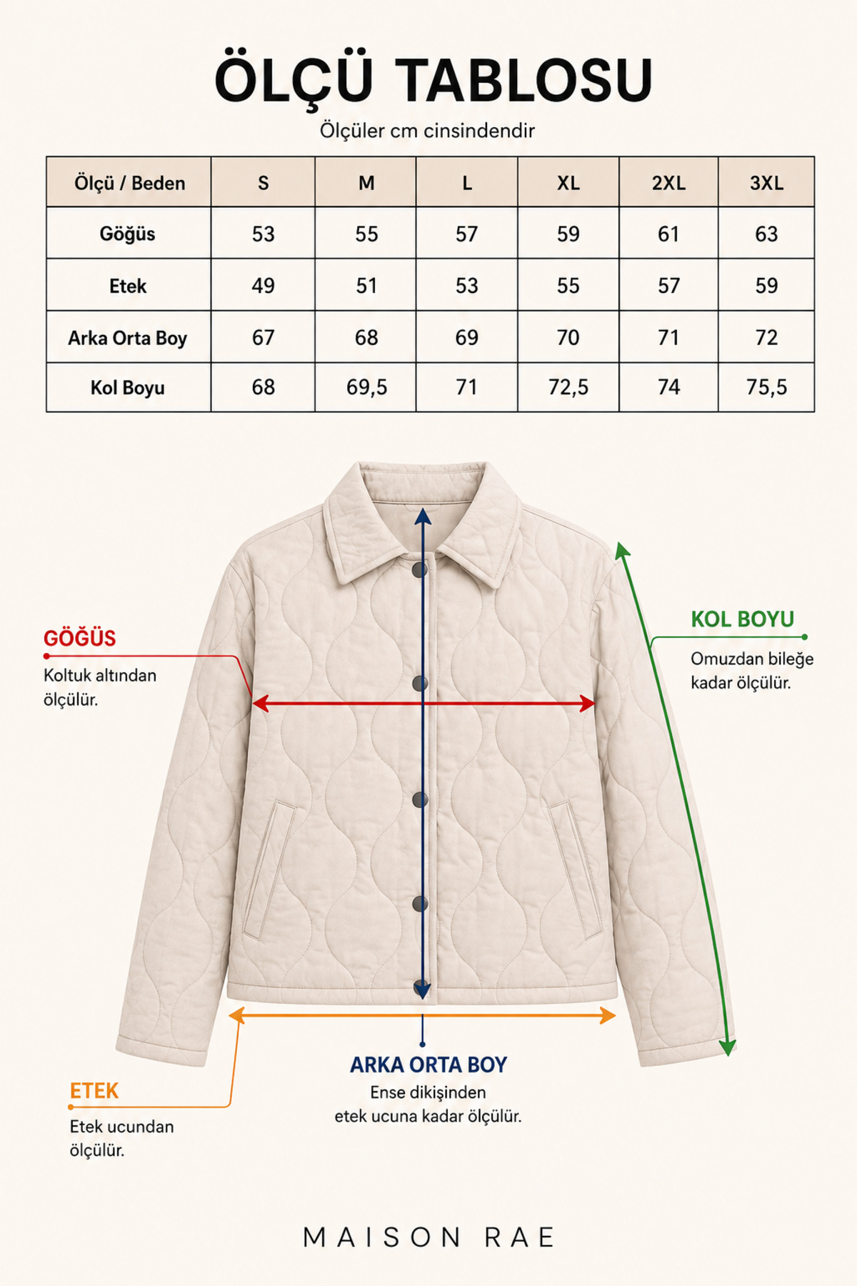 Maison Rae Kadın Bej Dalga Desenli Kapitone , Astarlı, Çıtçıtlı, Çift Cepli, Oversize, Mevsimlik Ceket görsel 7
