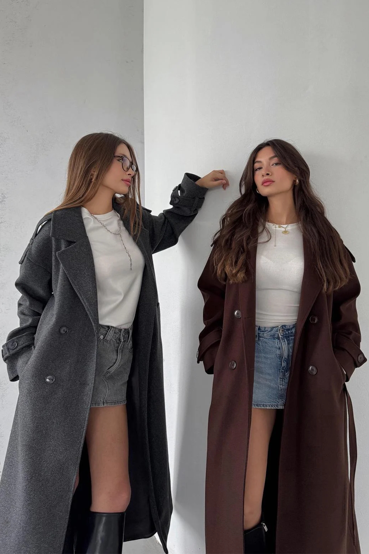 NET OF NOT Antrasit Kuşaklı Yeni Sezon Astarlı Premium Kalite Rahat Kalıp Kadın Kaşe Kaban Mont görsel 7