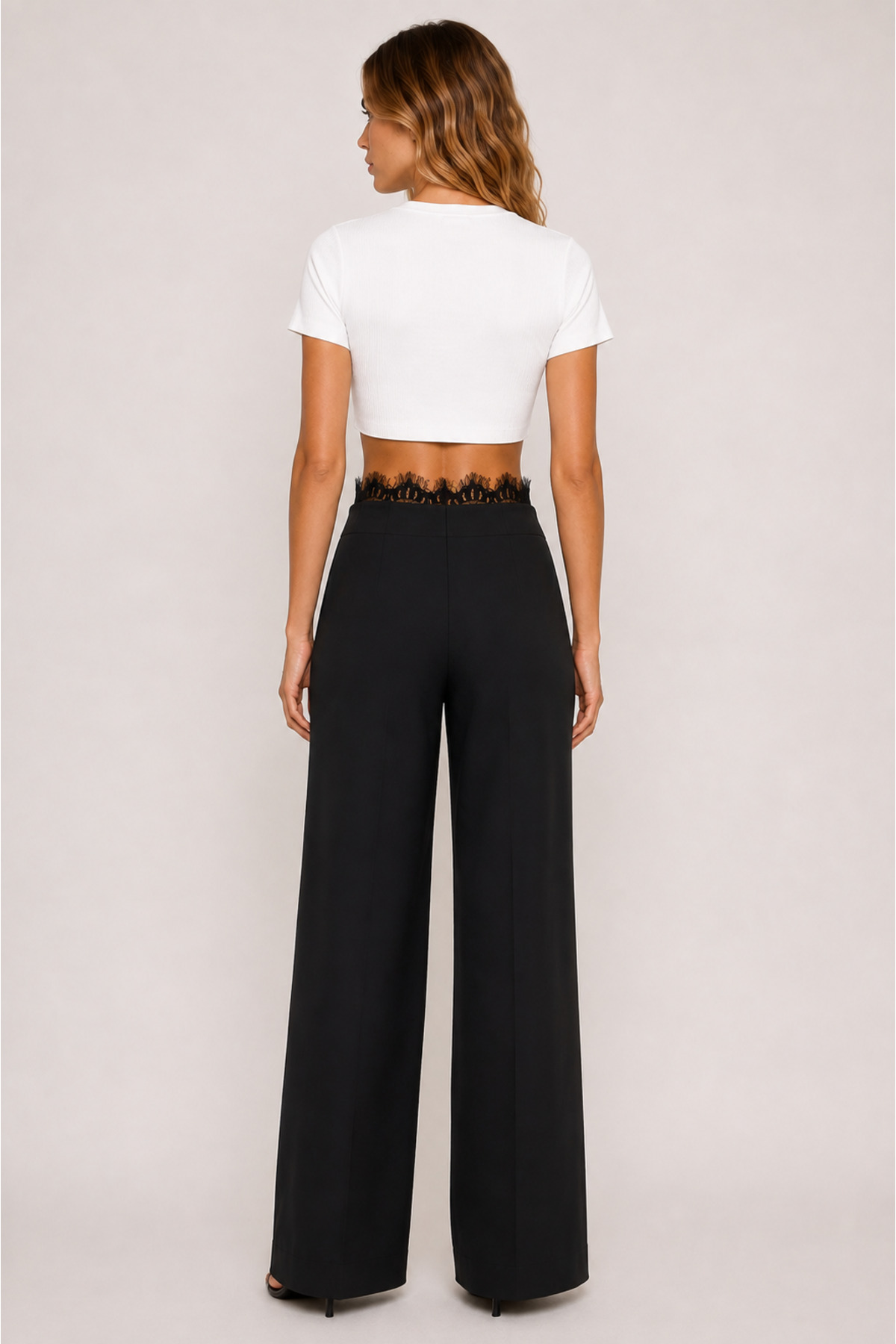 GLENDA Lace Waist Palazzo Pantolon görsel 3