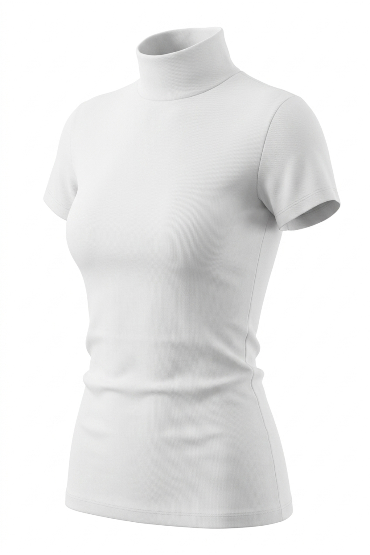 Nuzrk %100 Pamuk Ultra Soft Slim Fit Esnek Dokulu Likralı Vücuda Oturan Boğazlı Balıkçı Yaka Optik Beyaz Kadın Basic T-Shirt görsel 3
