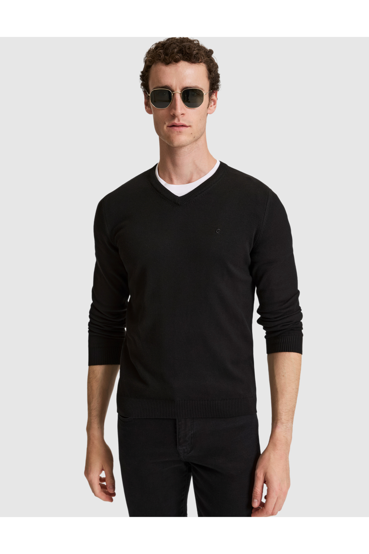 ژاکت بافتنی مشکی اسلیم فیت مدل 50315510-VR046 پیر کاردین پلیور Pierre Cardin