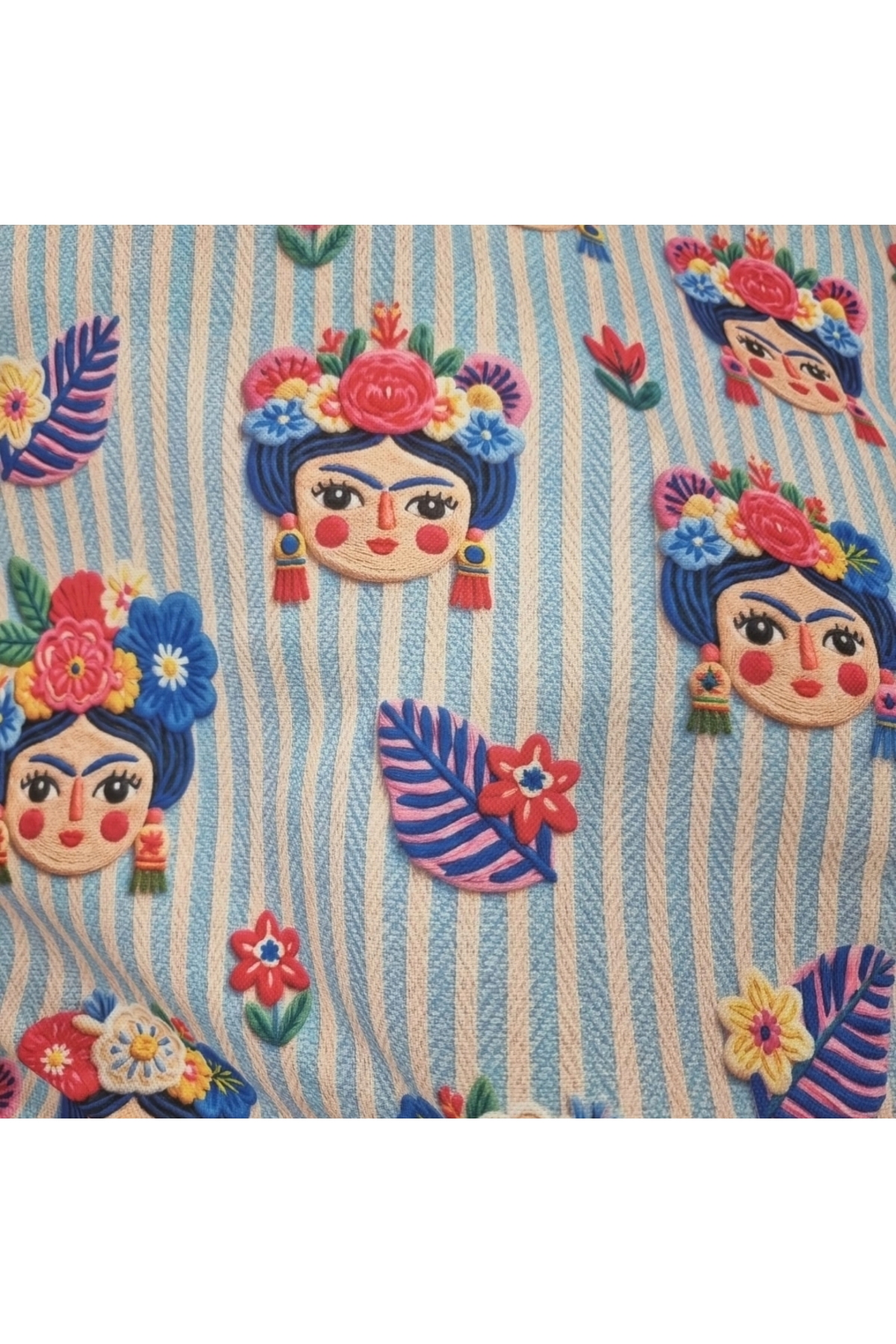 handedizayn Gizli Burslu Çizgili Frida Kahlo Kadın Clutch El Çantası görsel 2