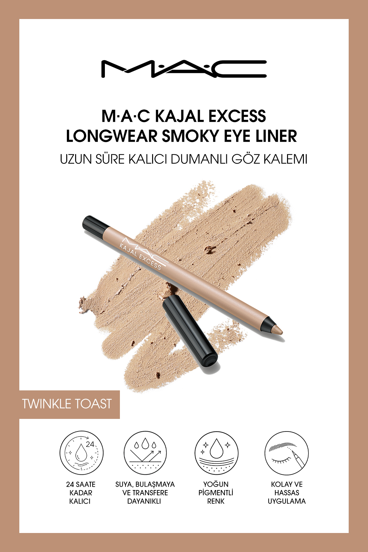 M.A.C M·A·C Kajal Excess Longwear Smoky Eye Liner Uzun Süre Kalıcı Dumanlı Kajal Göz Kalemi - Twinkle Toast — مشکی 147380