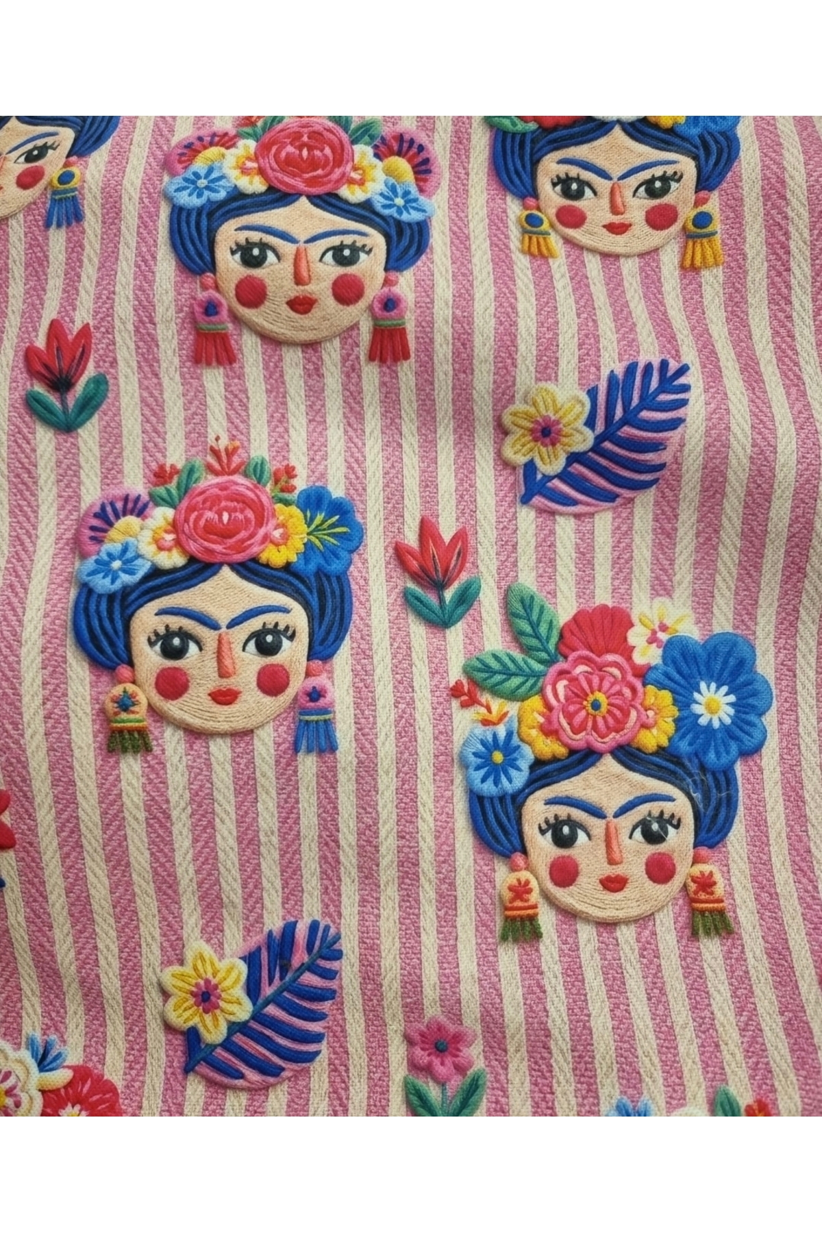 handedizayn Ahşap Burslu Pembe Frida Kahlo Desenli Kadın Clutch El Çantası görsel 2