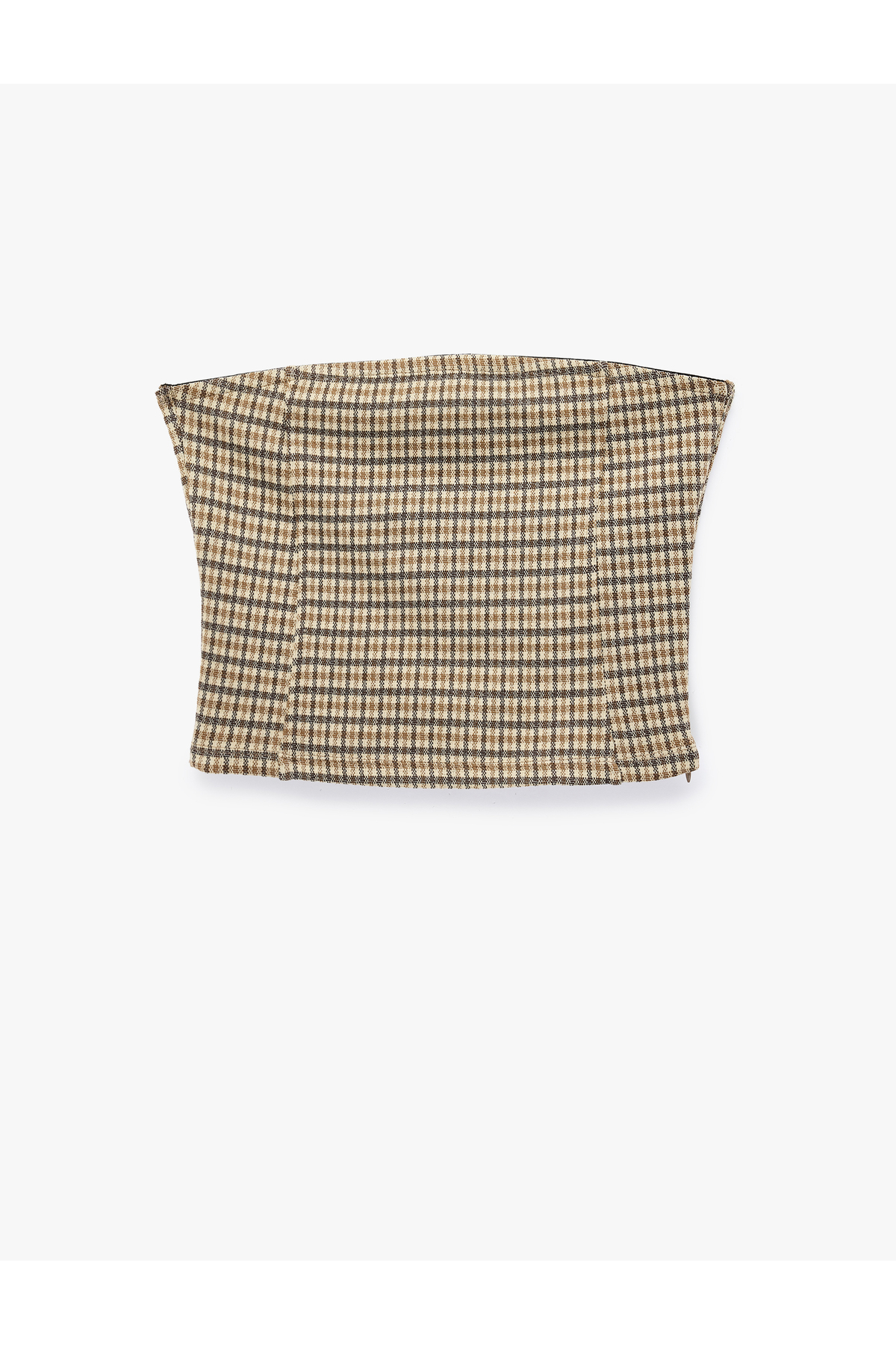 Koton Fermuar Detaylı Slim Fit Ekoseli Straplez Korse Büstiyer görsel 6