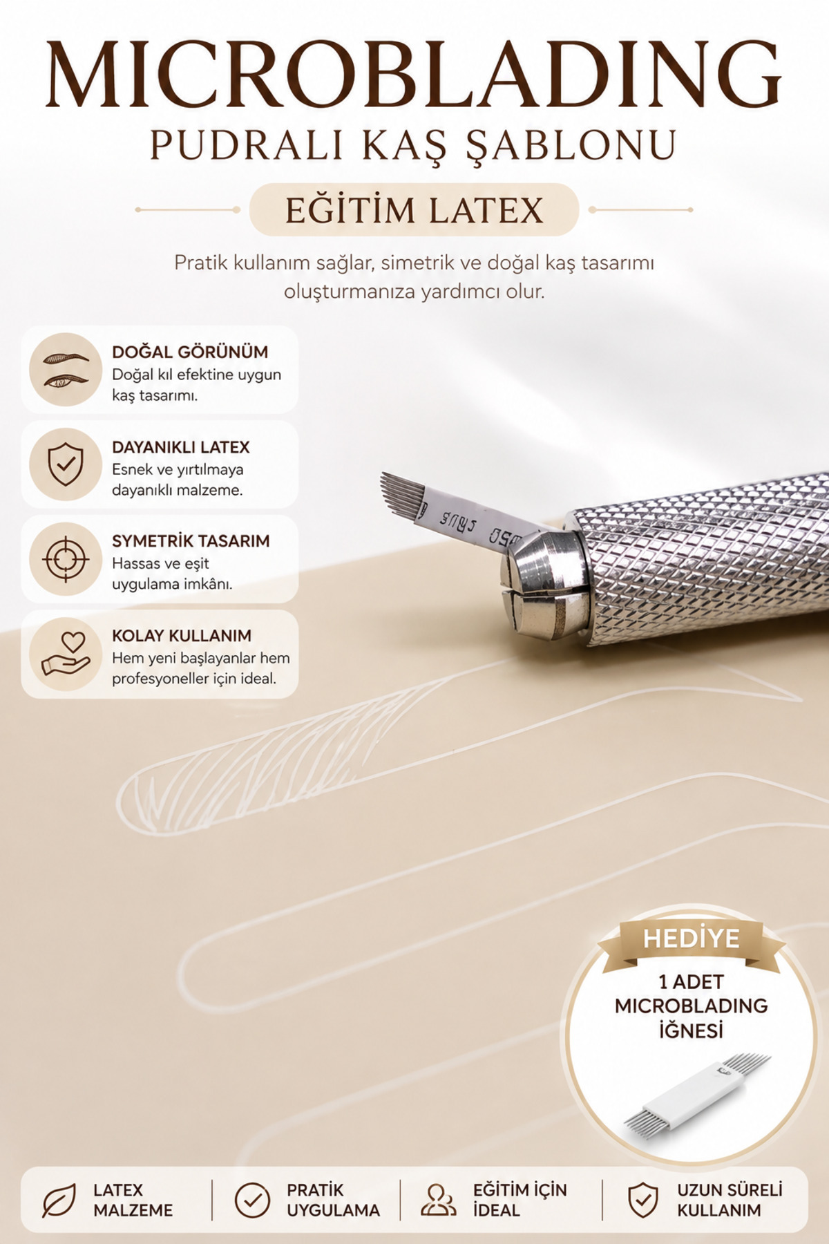 Kalıcı Makyaj Eğitim Pudralı Lateks Kaş Şablonlu/Microblading Çalışma Lateks 1 Adet — latexpudra1 — تصویر 2 از 4