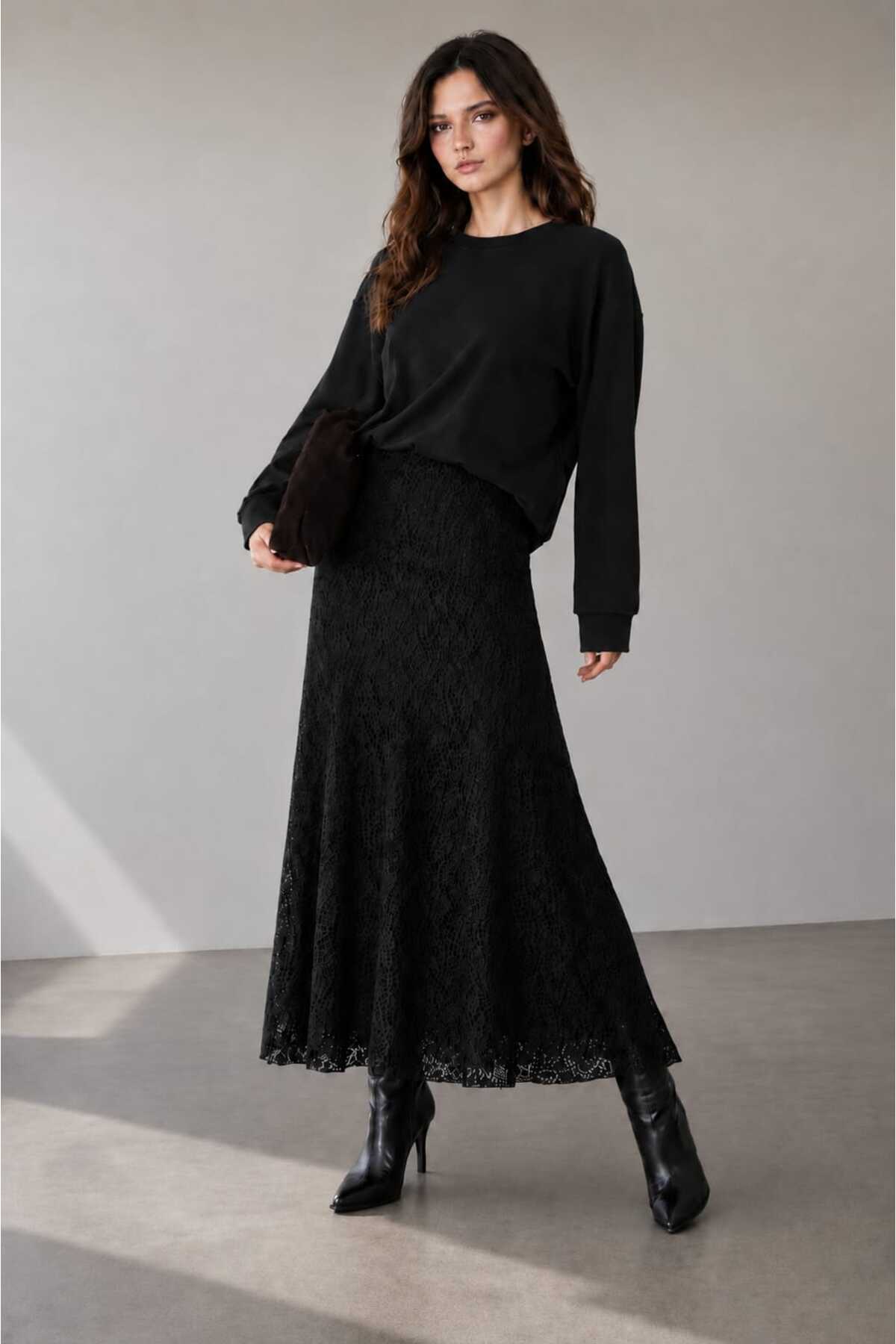 Emina Stil KADIN DANTELLİ BELİ LASTİKLİ ESNEK RİKLALİ TÜL ETEK ŞIK RAHAT 72635256