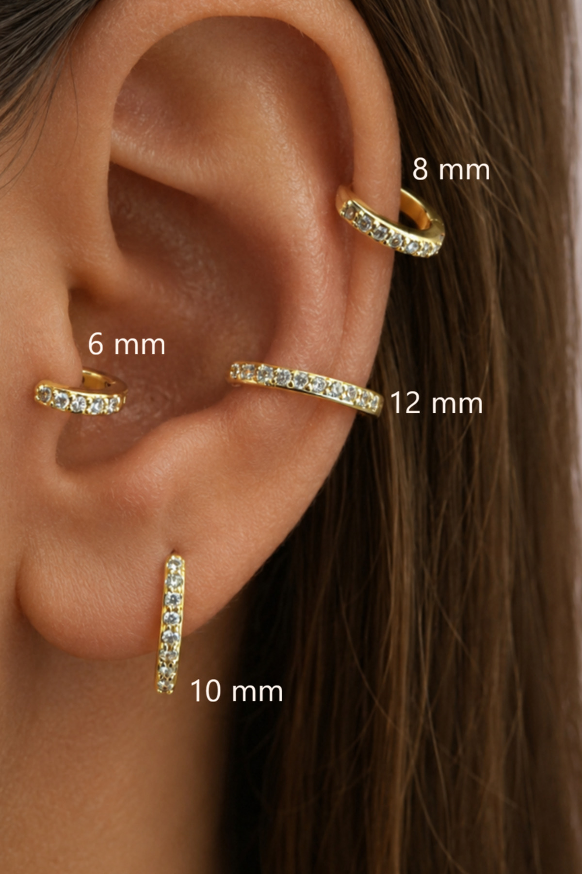 Sacce Scarves&Accessories Zirkon Taşlı Halka Piercing Tragus Helix Conch Kıkırdak Tek Adet Minimal görsel 2