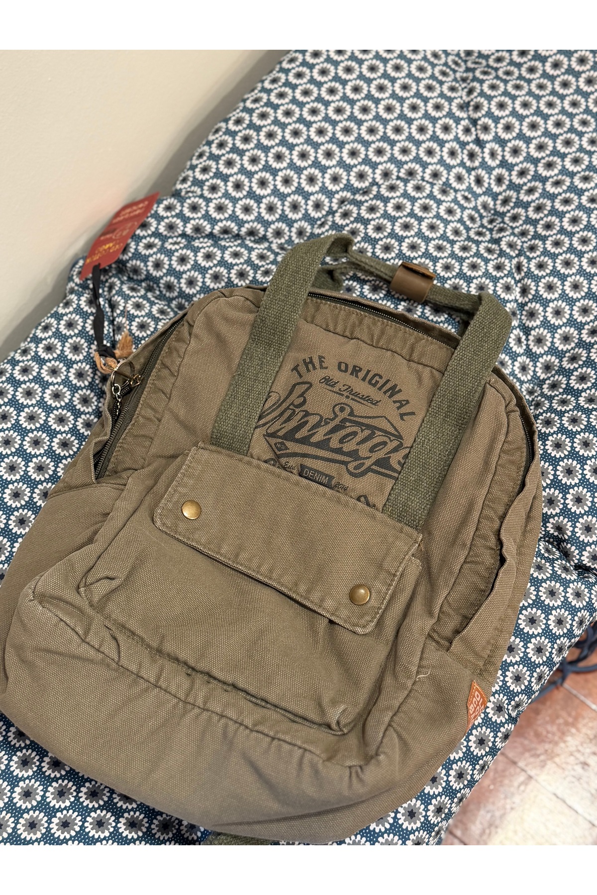 QUİCKPREP Old Cotton Cargo Vintage Yıkanmış Kanvas El Ve Sırt Çantası Haki / Yeşil görsel 4