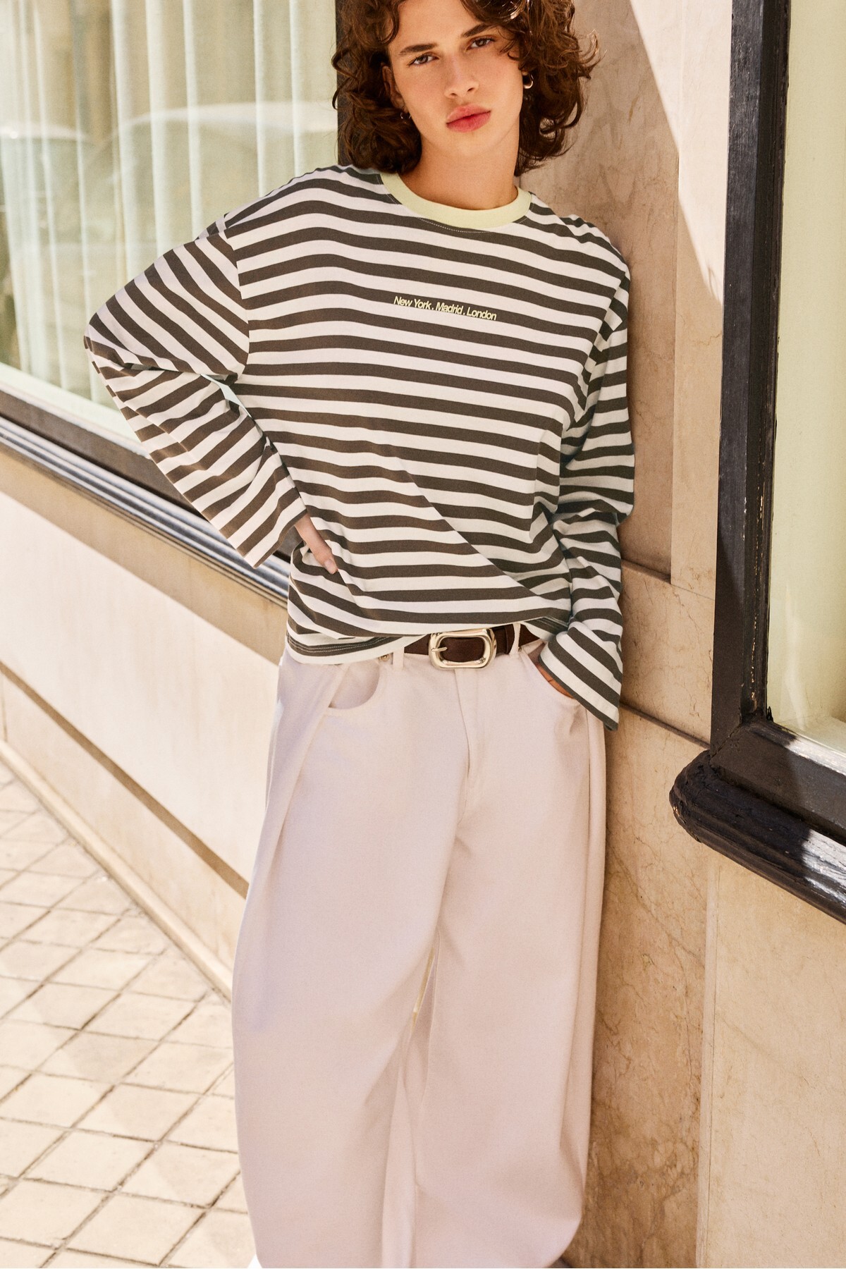 Çizgili oversize tişört