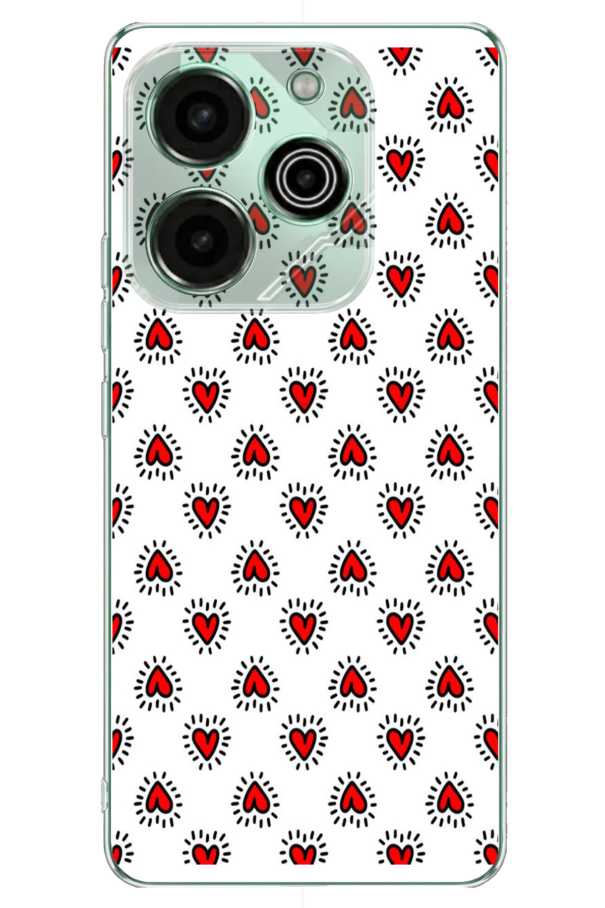 Tecno Pova 6 - Pova 6 Pro Uyumlu Kalp Çizgisi Baskılı Silikon Kılıf