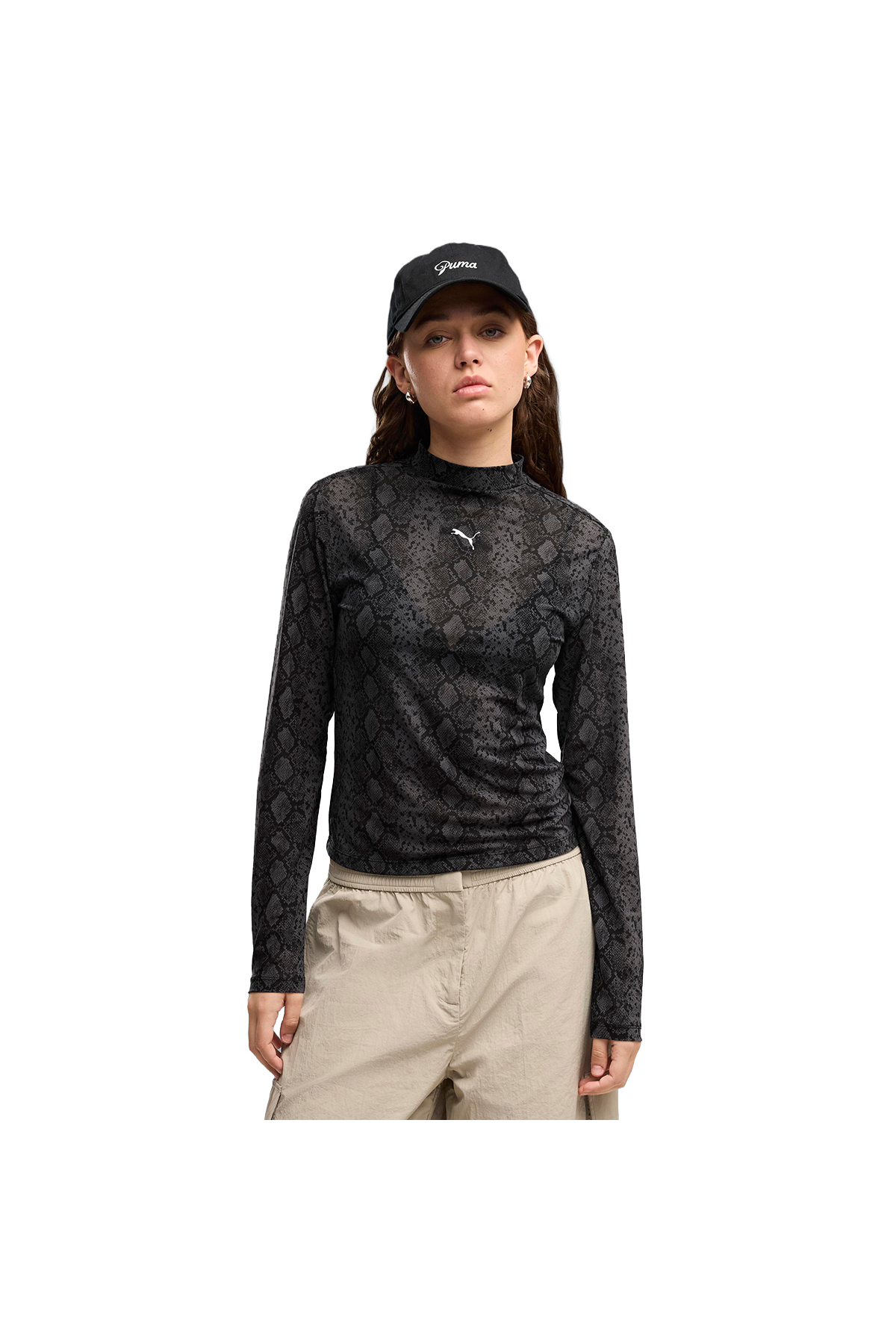 Puma Snake Pack Aop Mesh Kadın Siyah Günlük Stil T-Shirt 63874901