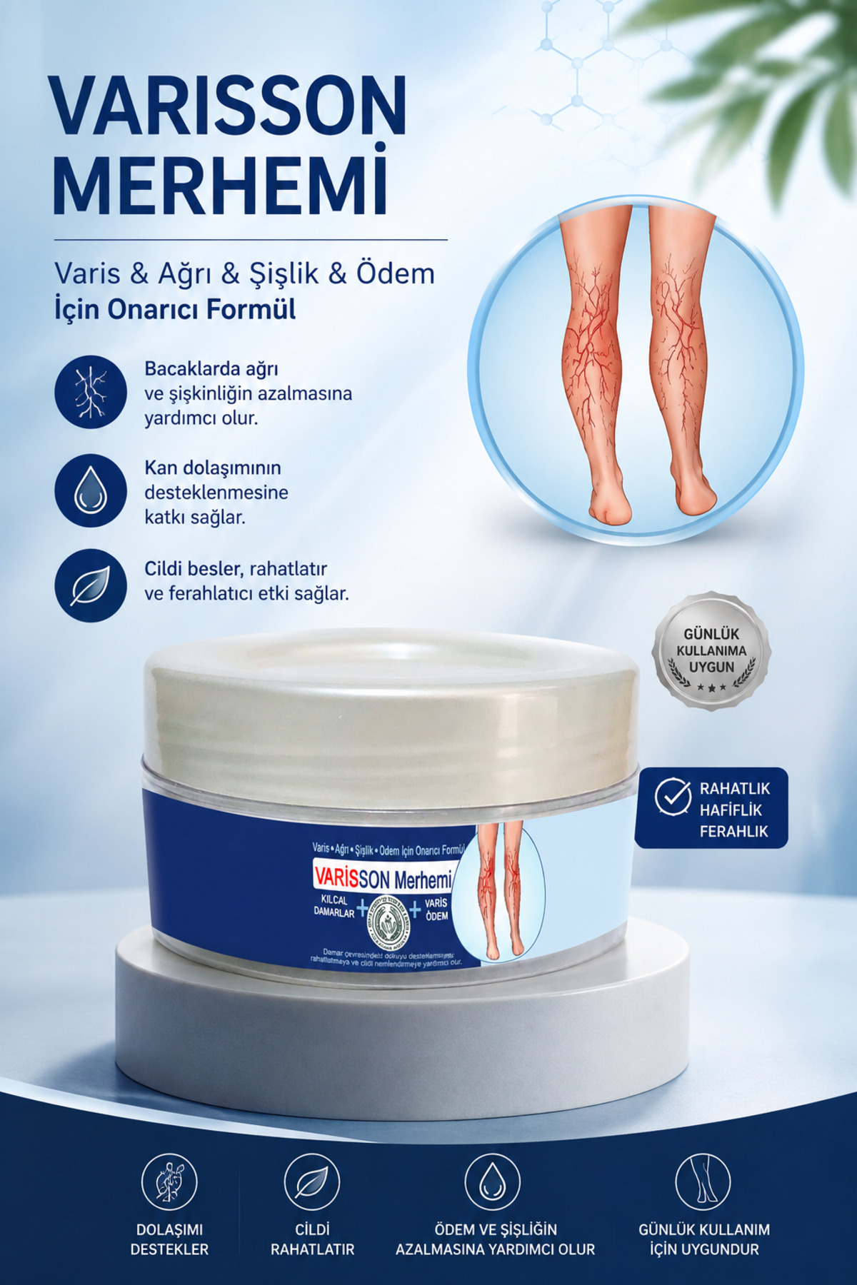 Varisson Merhemi Var.is Bölgesi İçin Besleyici Ve Bacak Onarmaya Yardımcı Masaj Kremi 50 ml X 2 Adet — VARIS-BACAK-SELULIT-ŞİŞLİK-KREMİ X2 — تصویر 2 از 5