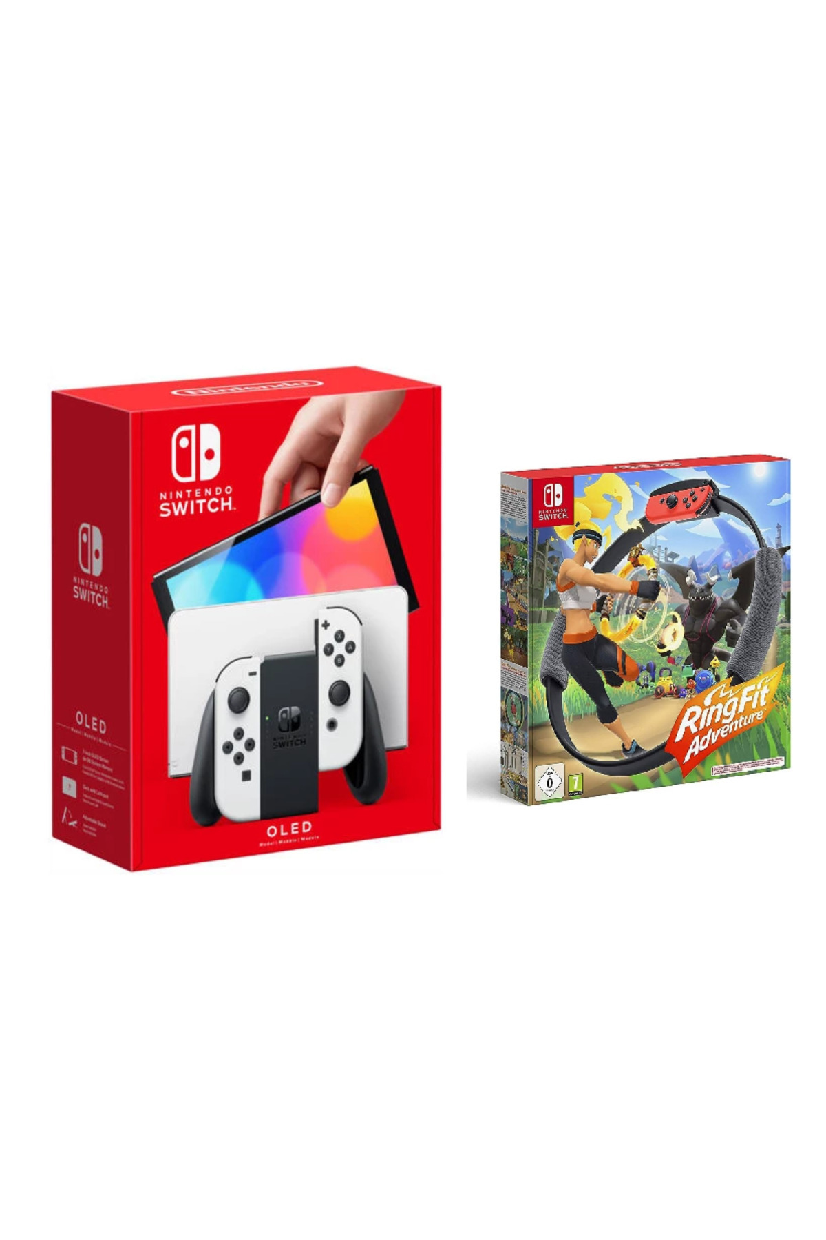 Nintendo Switch Oled Kırmızı Mavi +Nintendo Switch Ring fit
