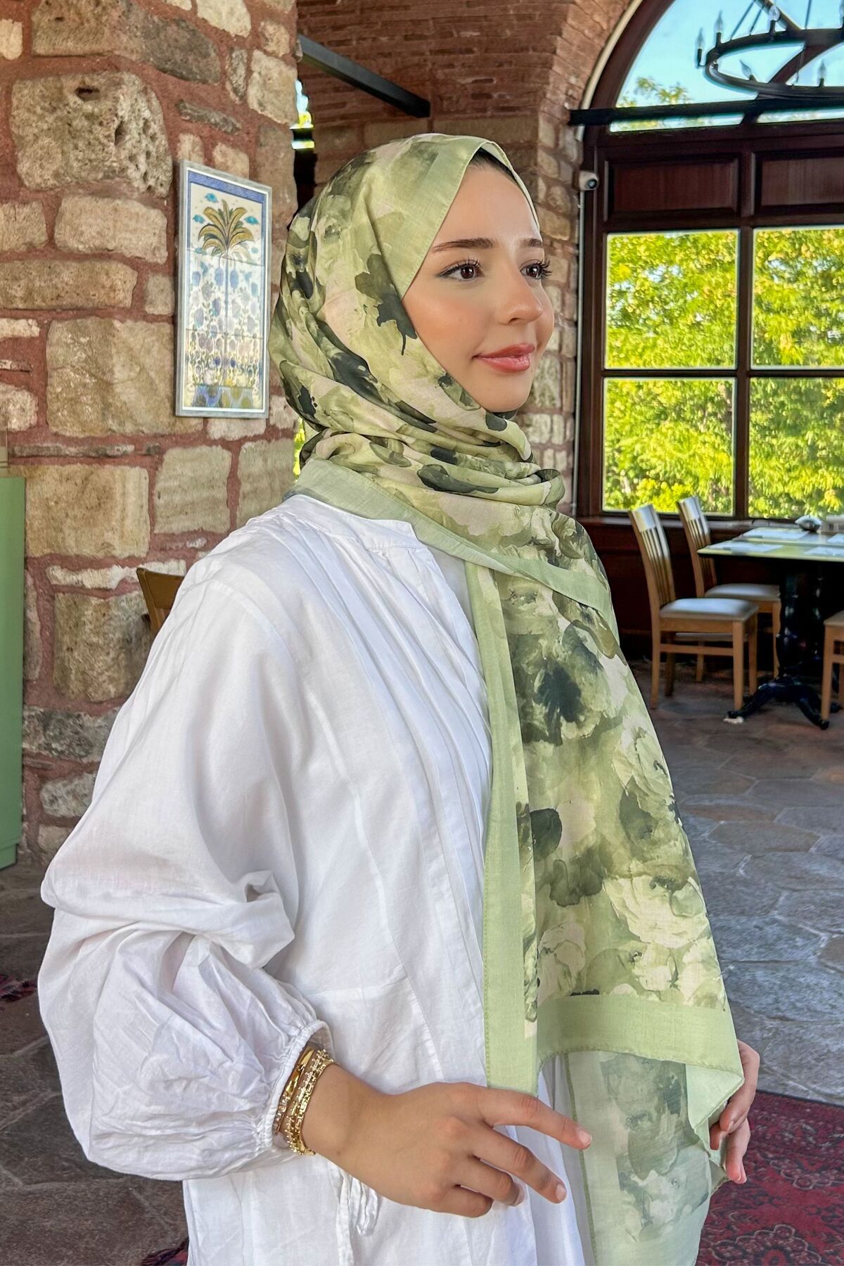 CUOCA LOUNGE Camellia Soft Pamuk Şal Yeşil görsel 3