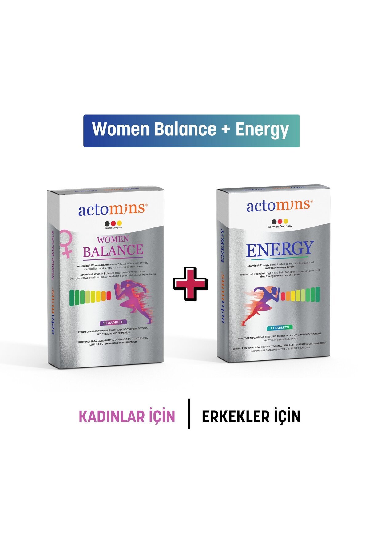 actomins ® Women Balance + Energy Set – Kırmızı Ginseng, Epimedium, Turnera diffusa, Tribulus ve L-A — setenergywomen