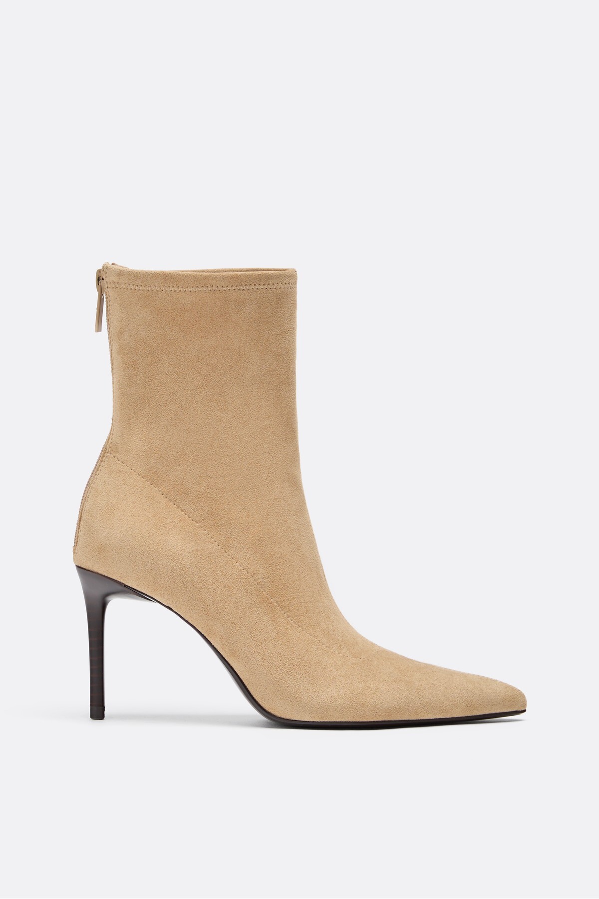 Stradivarius Suni süet stiletto topuklu bot görsel 2