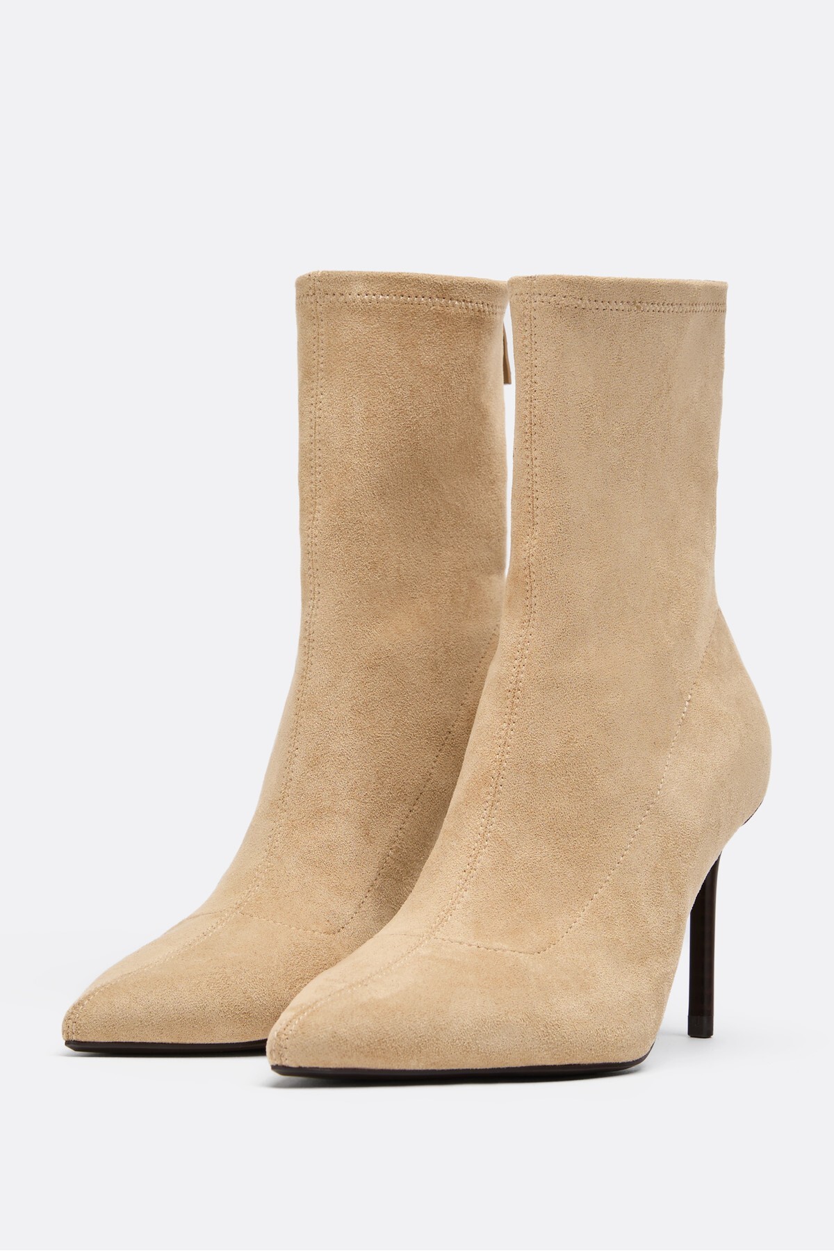 Stradivarius Suni süet stiletto topuklu bot görsel 3