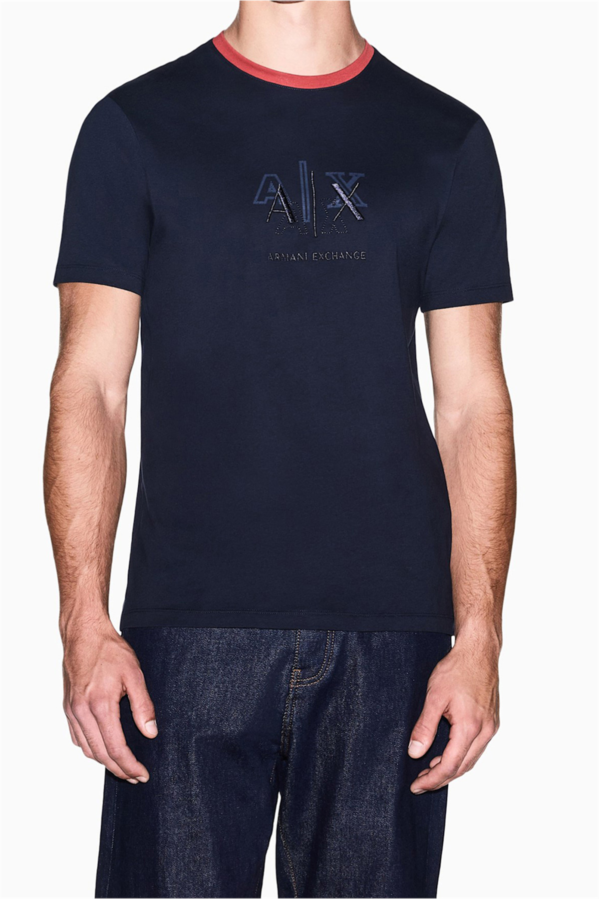 تی‌شرت یقه گرد مردانه سرمه‌ای آرمانی اکسچنج تی شرت Armani Exchange