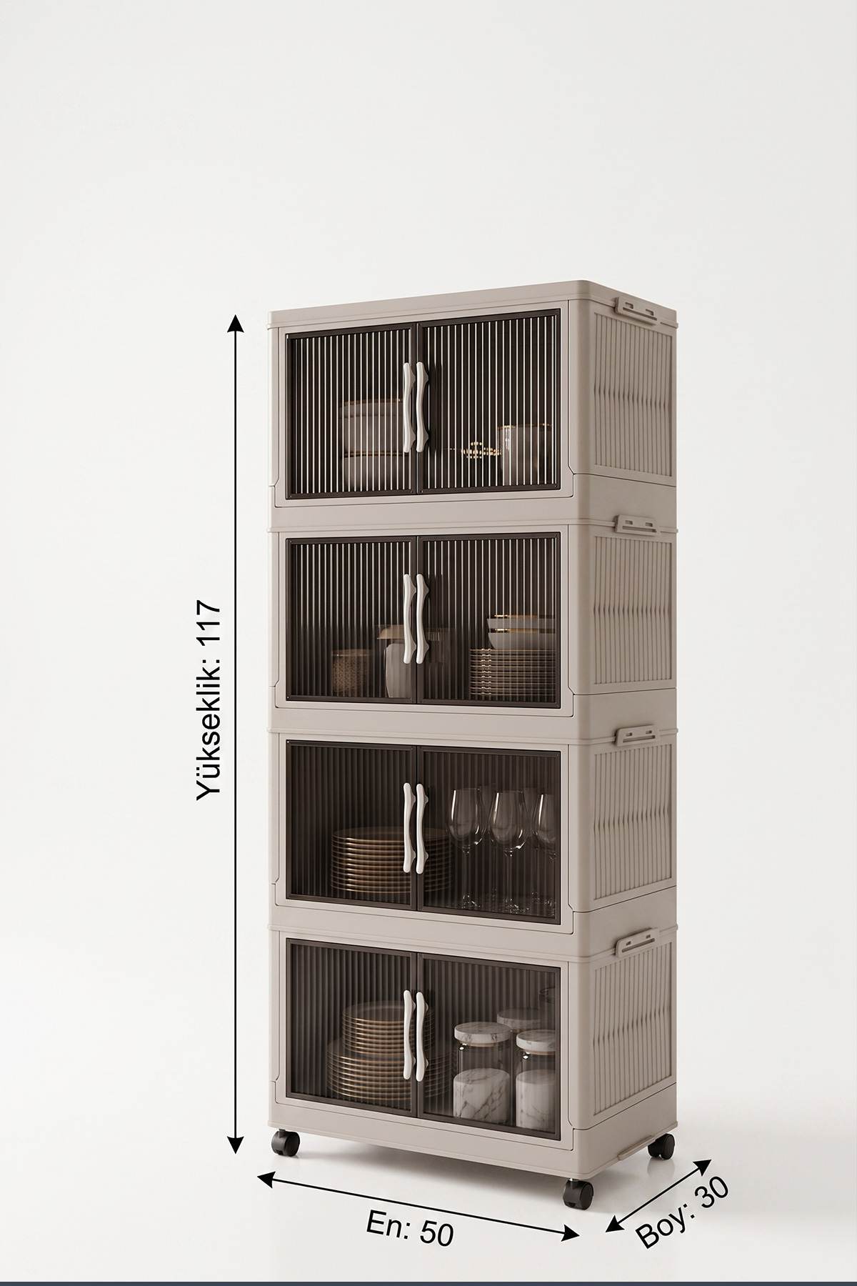 کابینت چندمنظوره پرتابل تاشو 4 طبقه چرخدار XL - کابینت آشپزخانه و حمام