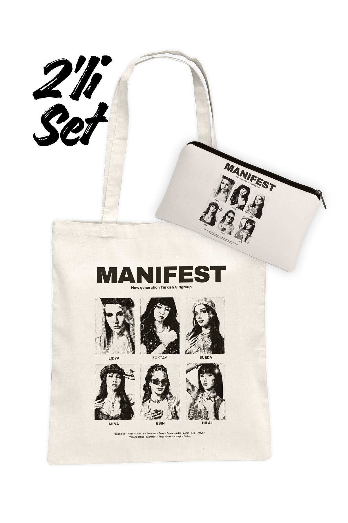 Hayali Şeyler Manifest Vintage Black Omuz Çantası ve Kalemlik 2'li Set