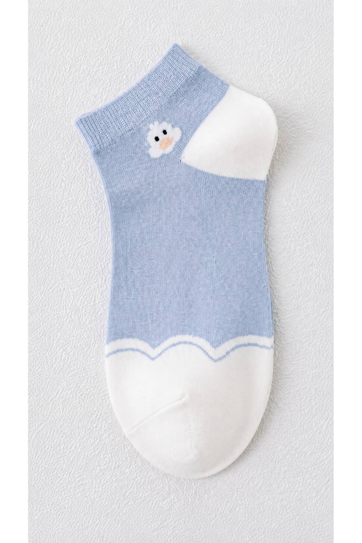 Sky Socks 8'Li Civciv-Papatya Desenli Patik Çorap Seti görsel 6