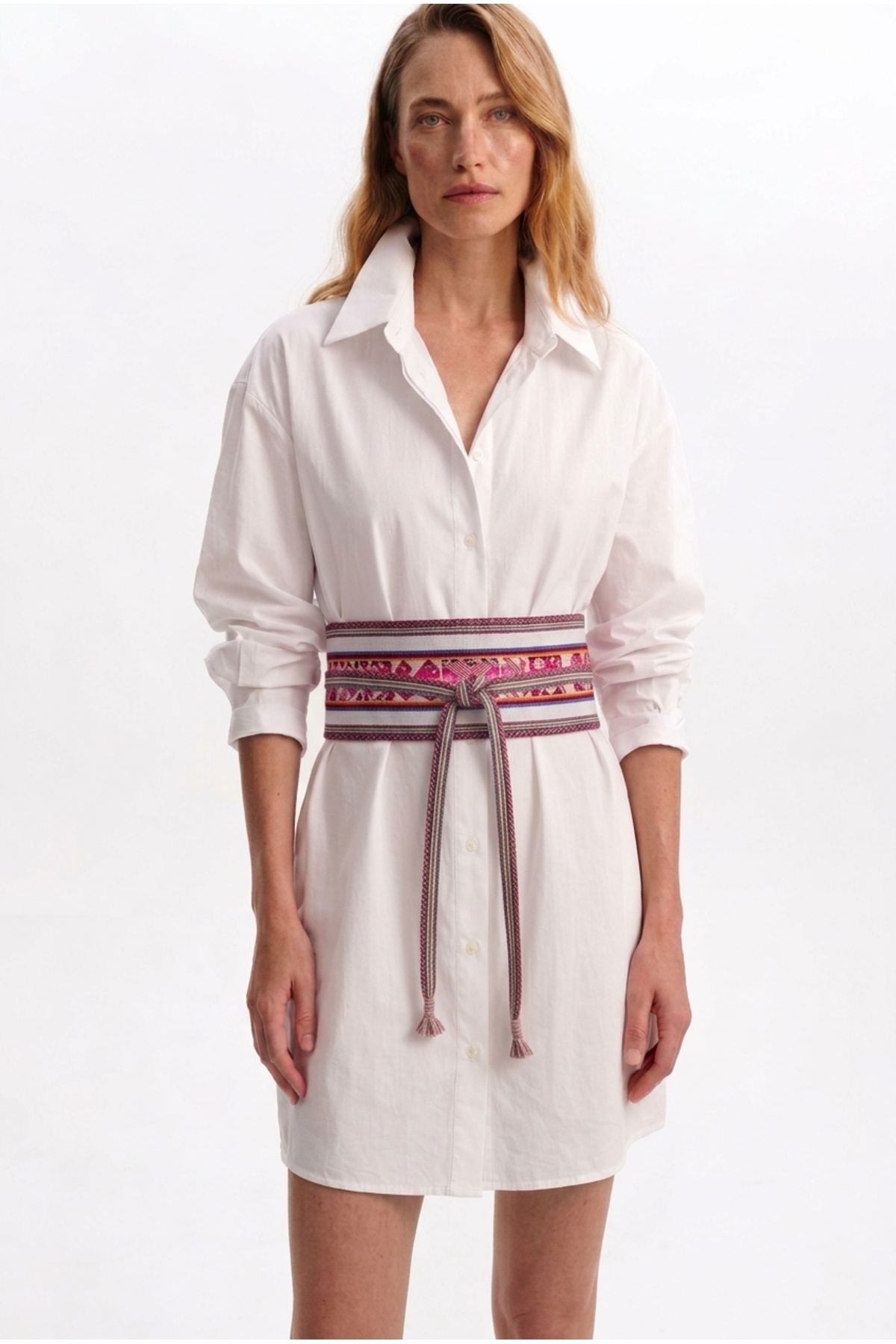 Llicla Reversible Denim Belt, Llama Weave — Ecru · View 2