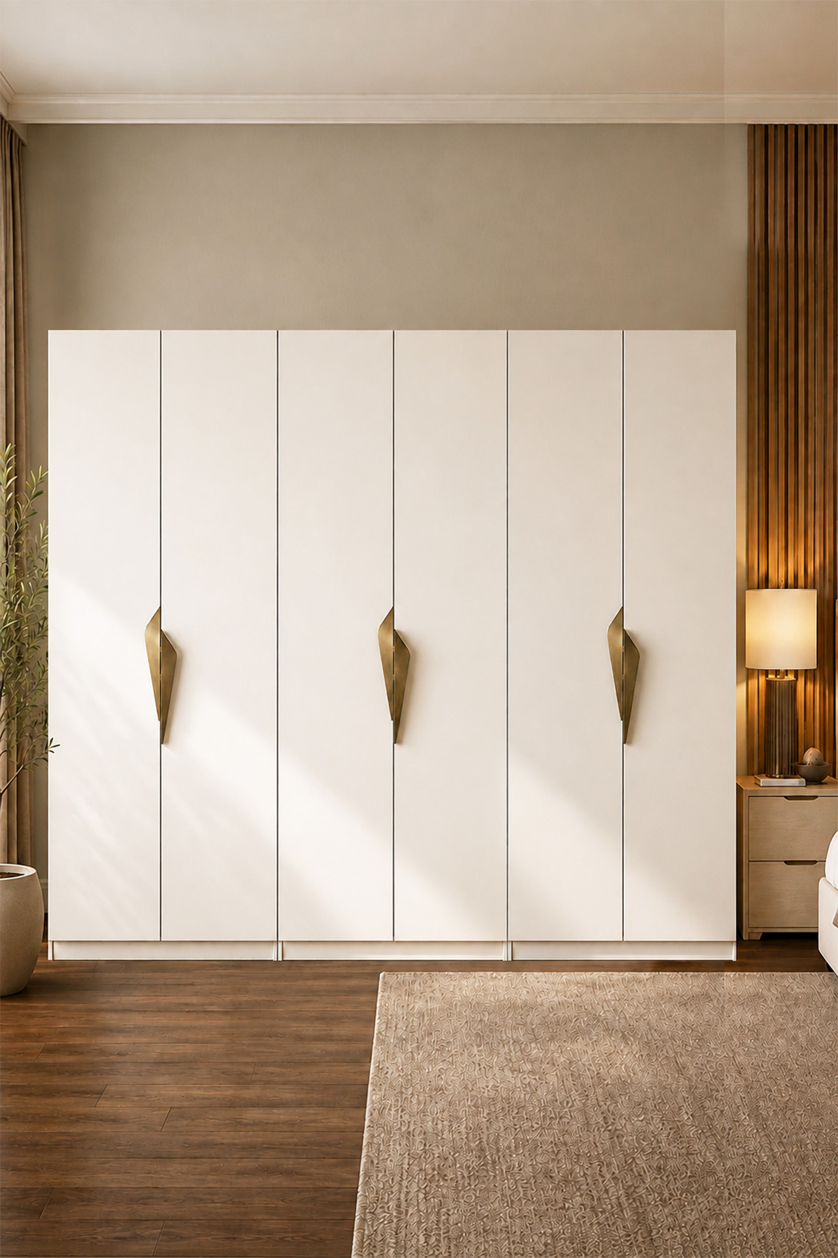 Gama 6 Kapaklı Askılı + Çekmeceli+ Askılı Raflı Tasarım Kulplu 253 cm Gardırop Elbise Dolabı