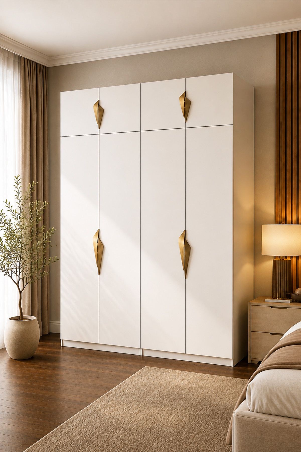 Gama 8 Kapaklı Askılı + Askılı Raflı + Ek Modüllü Tasarım Kulplu 253 cm Gardırop Elbise Dolabı görsel 2