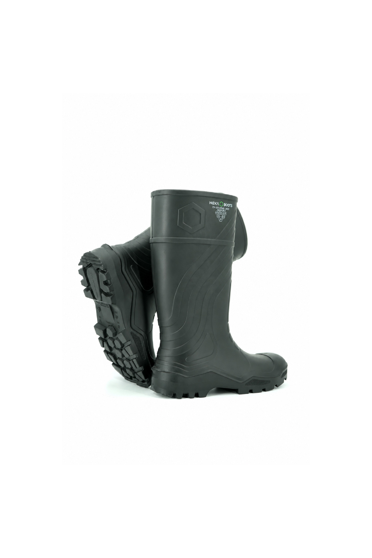 Hexa boots OB Poliüretan İş Çizmesi, Çelik Burunsuz, Siyah, 43 Numara