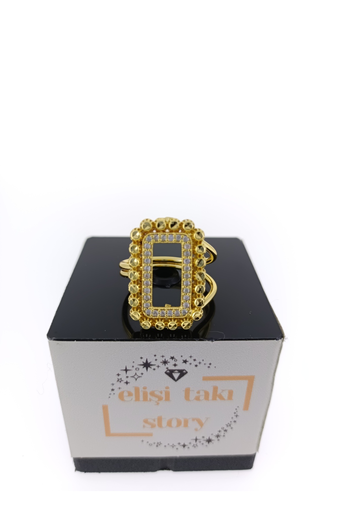 elisitakistory gram takmak için yüzük altın kaplama yüzük ayarlanabilir yüzük kutulu