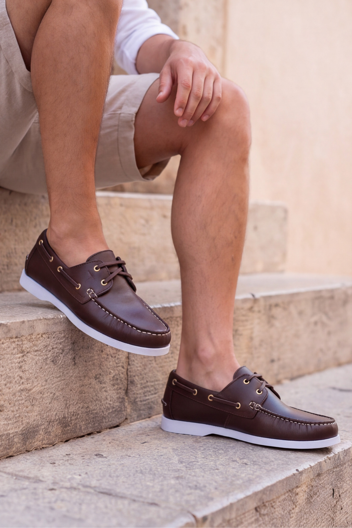 Liarca Marin Boat Shoe, %100 Hakiki Deri Kahverengi Kauçuk Sararmaz Taban Erkek Boat Shoe Mokasen Laofer C görsel 8