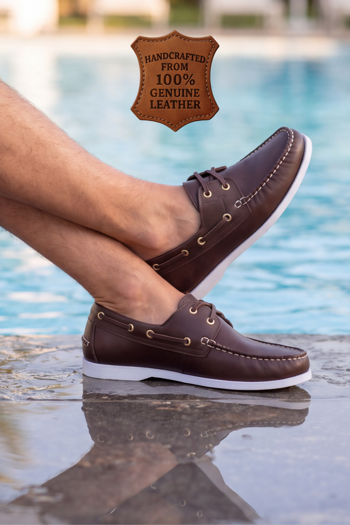 Liarca Marin Boat Shoe, %100 Hakiki Deri Kahverengi Kauçuk Sararmaz Taban Erkek Boat Shoe Mokasen Laofer C görsel 7