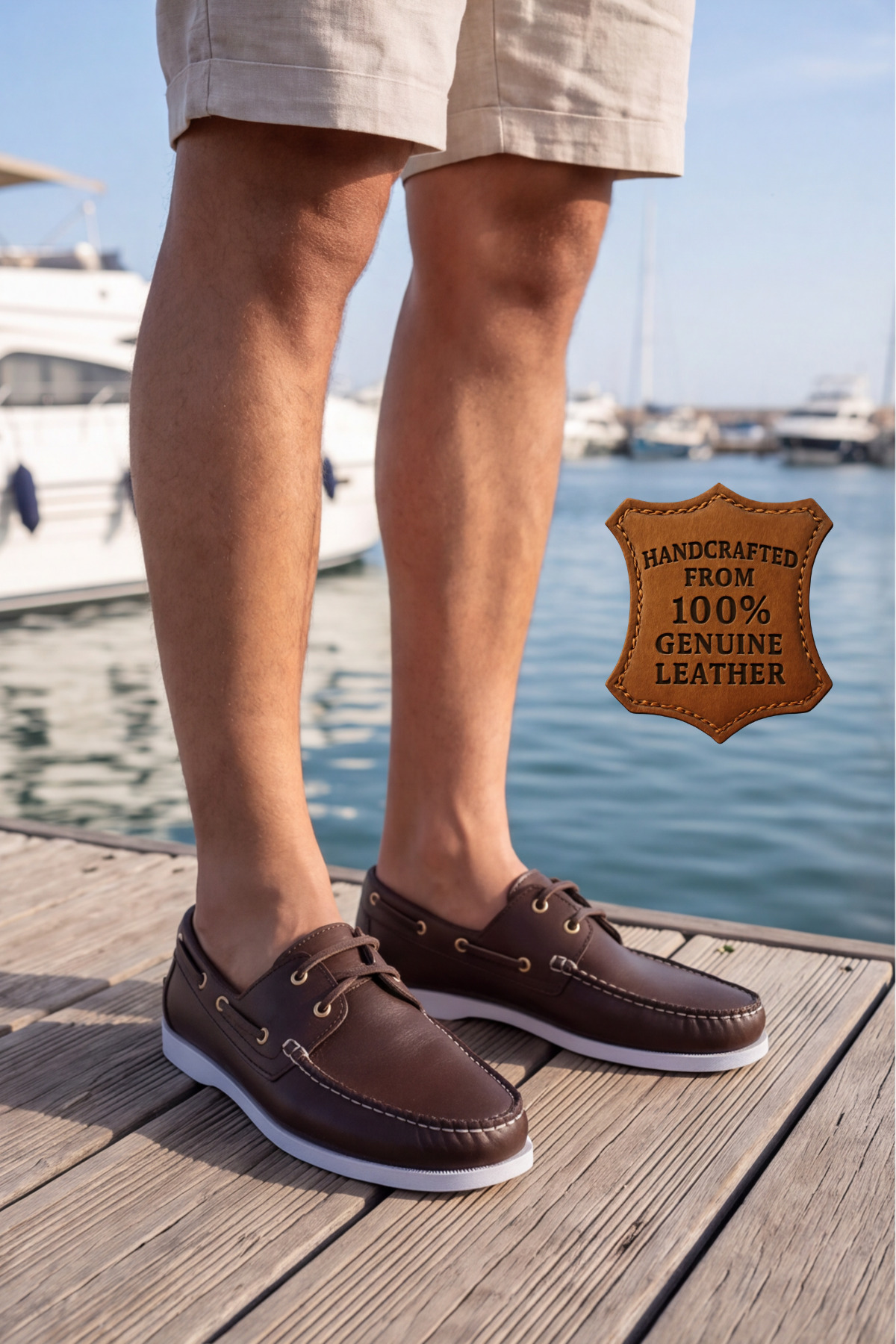 Liarca Nautical Hakiki Deri Kahverengi Kauçuk Anti Sararma Özellikli Taban Boat Shoe Loafer Makosen Casual görsel 5