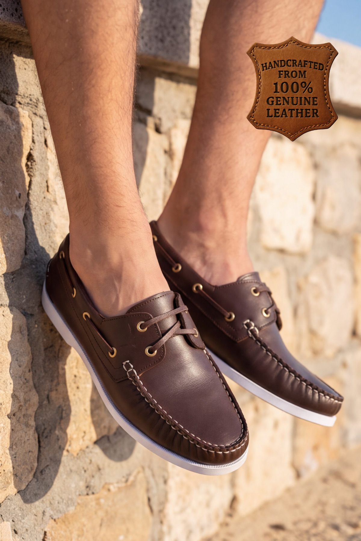 Liarca Nautical Hakiki Deri Kahverengi Kauçuk Anti Sararma Özellikli Taban Boat Shoe Loafer Makosen Casual görsel 7