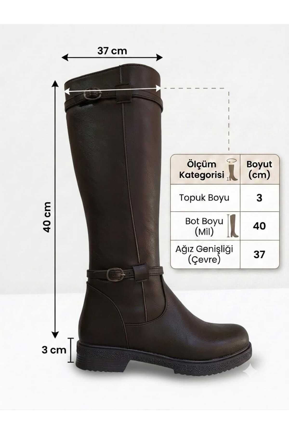 DYG STORE ACI KAHVERENGİ ÇİFT TOKALI ŞIK KADIN ÇİZME 124409 görsel 2