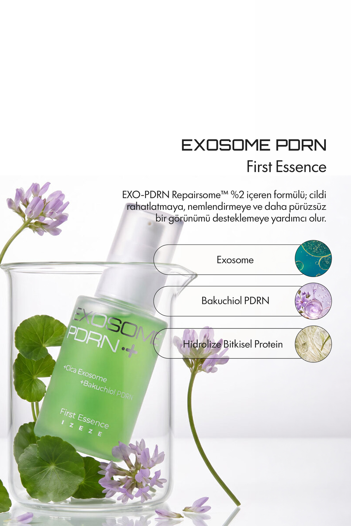 Exosome PDRN First Essence | 20.000 ppm Exo PDRN Kompleksi İçeren Yenileyici ve Sıkılaştırıcı İlk Bakım Esansı 100 ml — Izeze-50 — تصویر 3 از 5