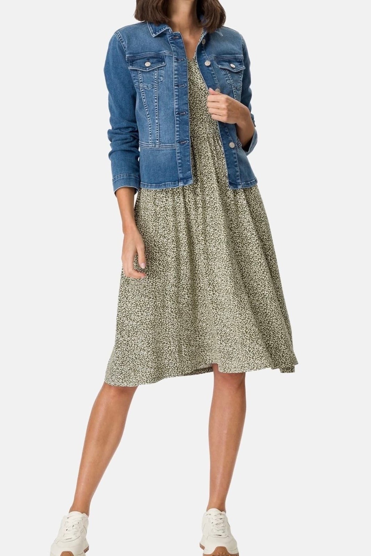 bb butik basic Desenli Kruvaze Yaka Midi Elbise PL3547 görsel 7