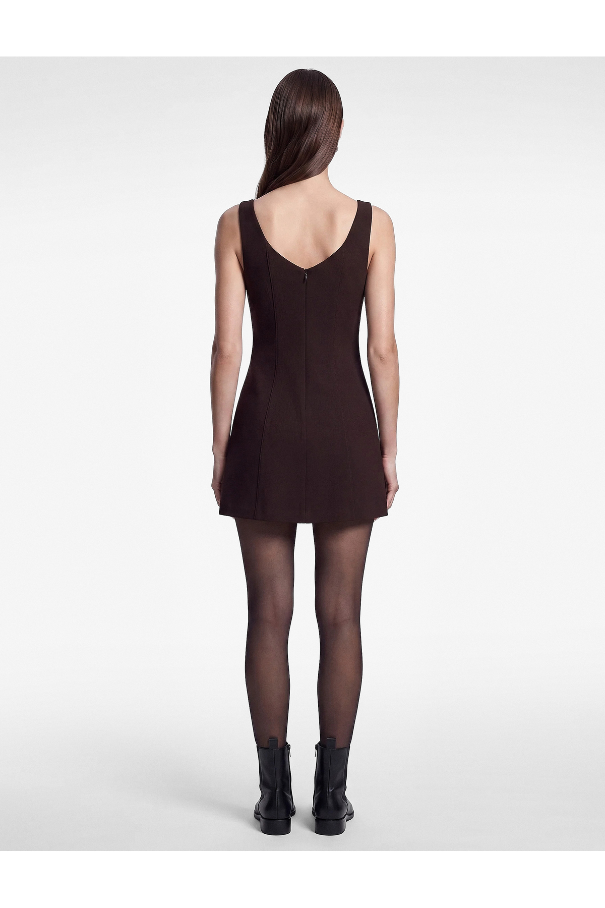 Koton Regular Fit A Kesim Kare Yaka Kolsuz Mini Elbise görsel 3