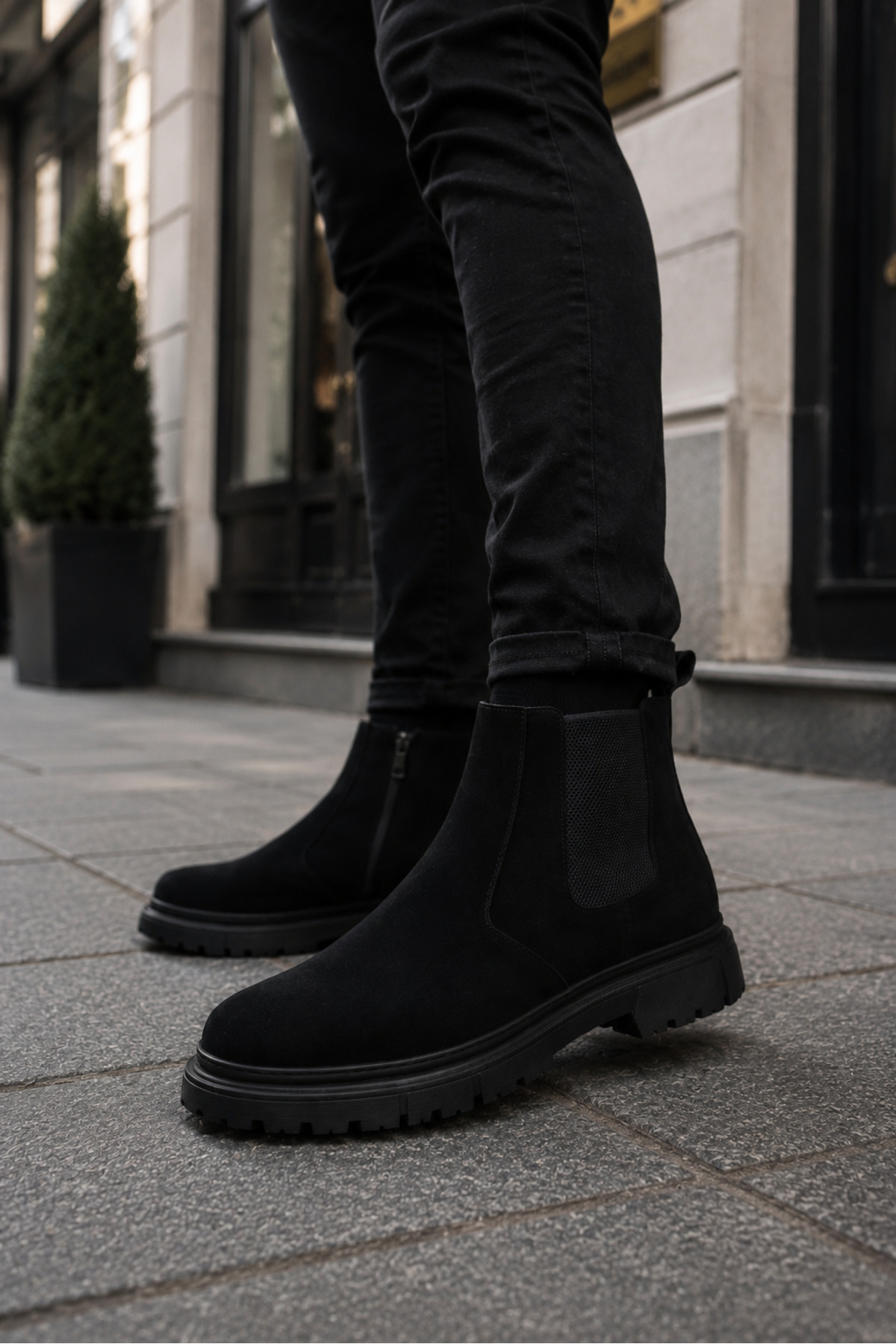 Sanvio Tarzkar Erkek Siyah Süet Outdoor Chelsea Bot Su Geçirmez Dikişli Hafif EVA Taban Garantili Premium görsel 5