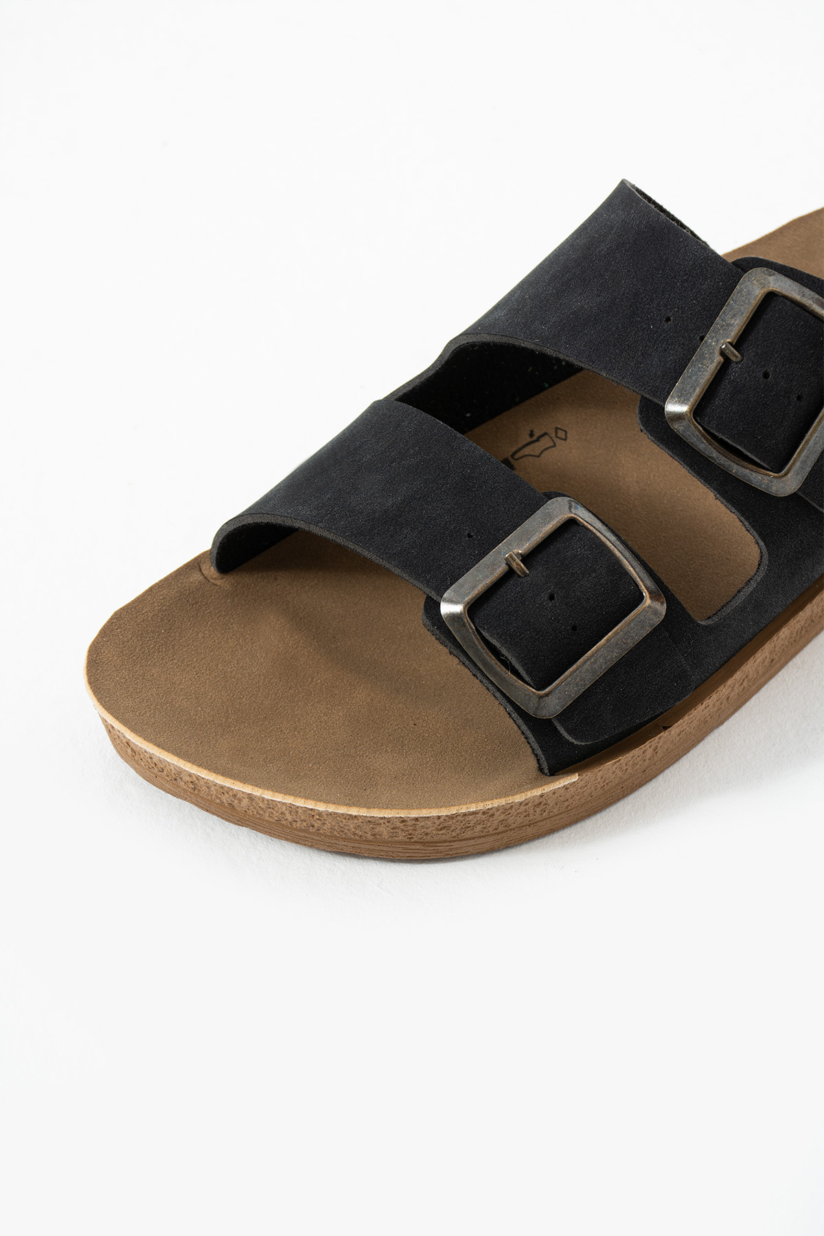 Polomia Comfort Unisex Çift Bant Tokalı Süet Anatomik Şık Uygun Trend Günlük Terlik görsel 5