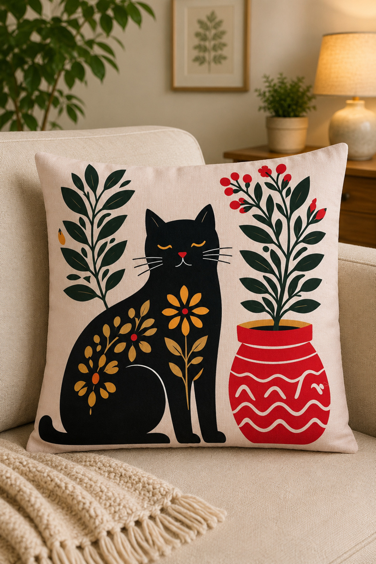 4 Adet Dijital Baskılı Kırlent Kılıfı 43x43 cm – Renkli Modern Dekoratif Yastık Kılıfı Seti